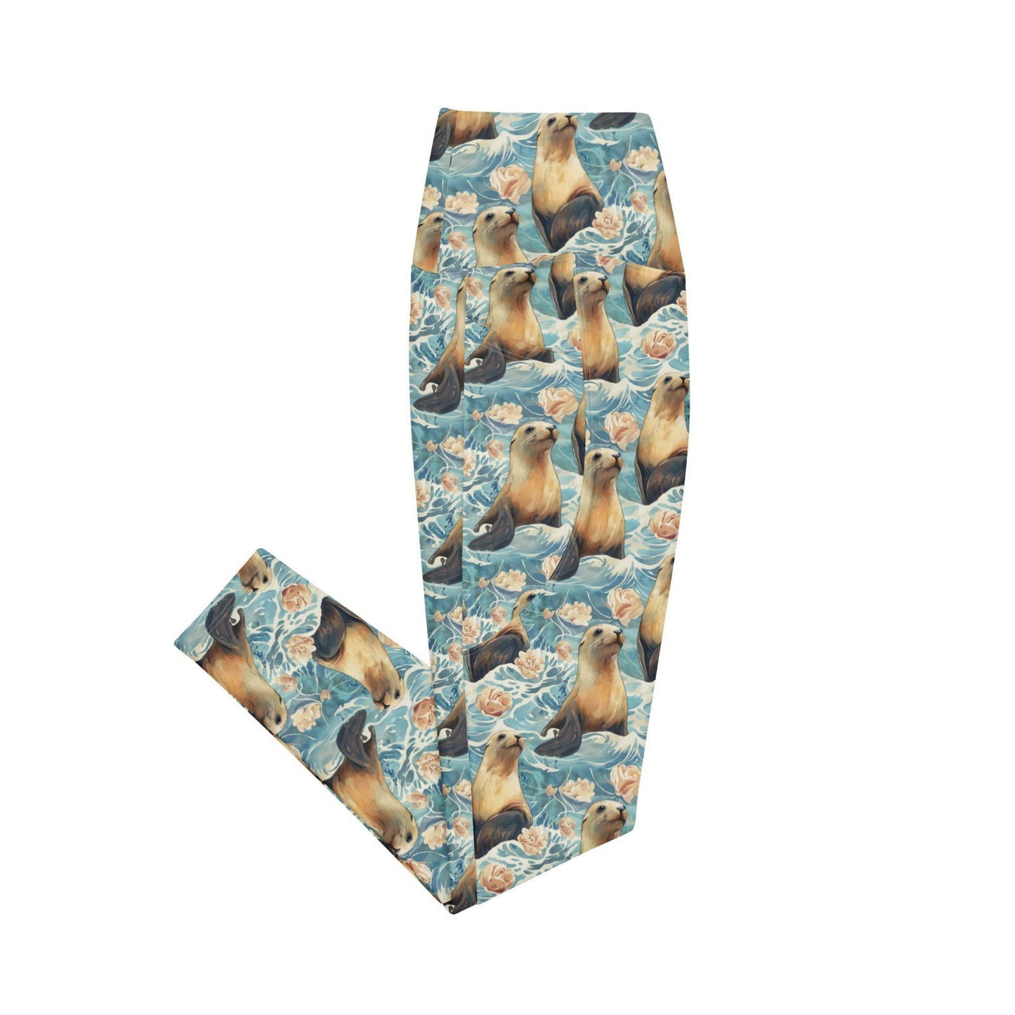 Seaside Sea Lion Eco Swim Leggings With Pockets - Salinity Swimwear