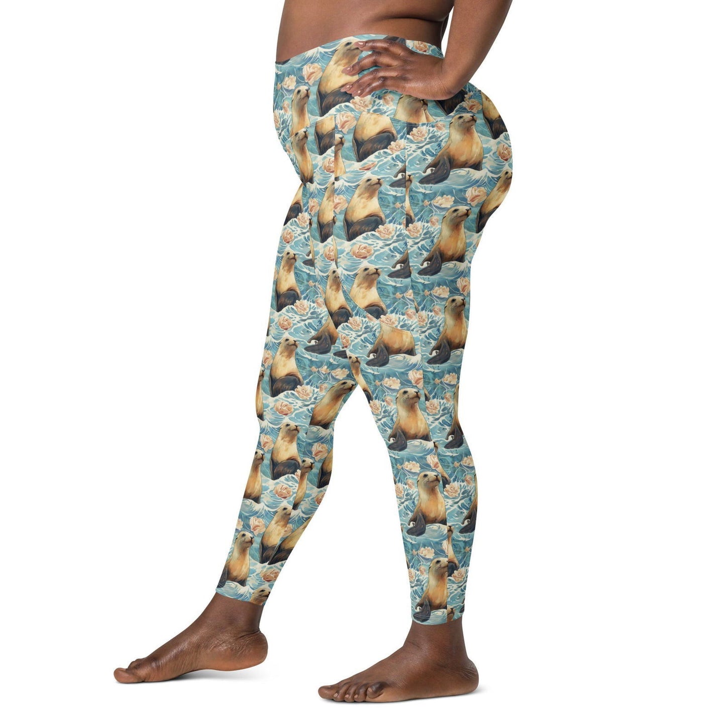 Seaside Sea Lion Eco Swim Leggings With Pockets - Salinity Swimwear