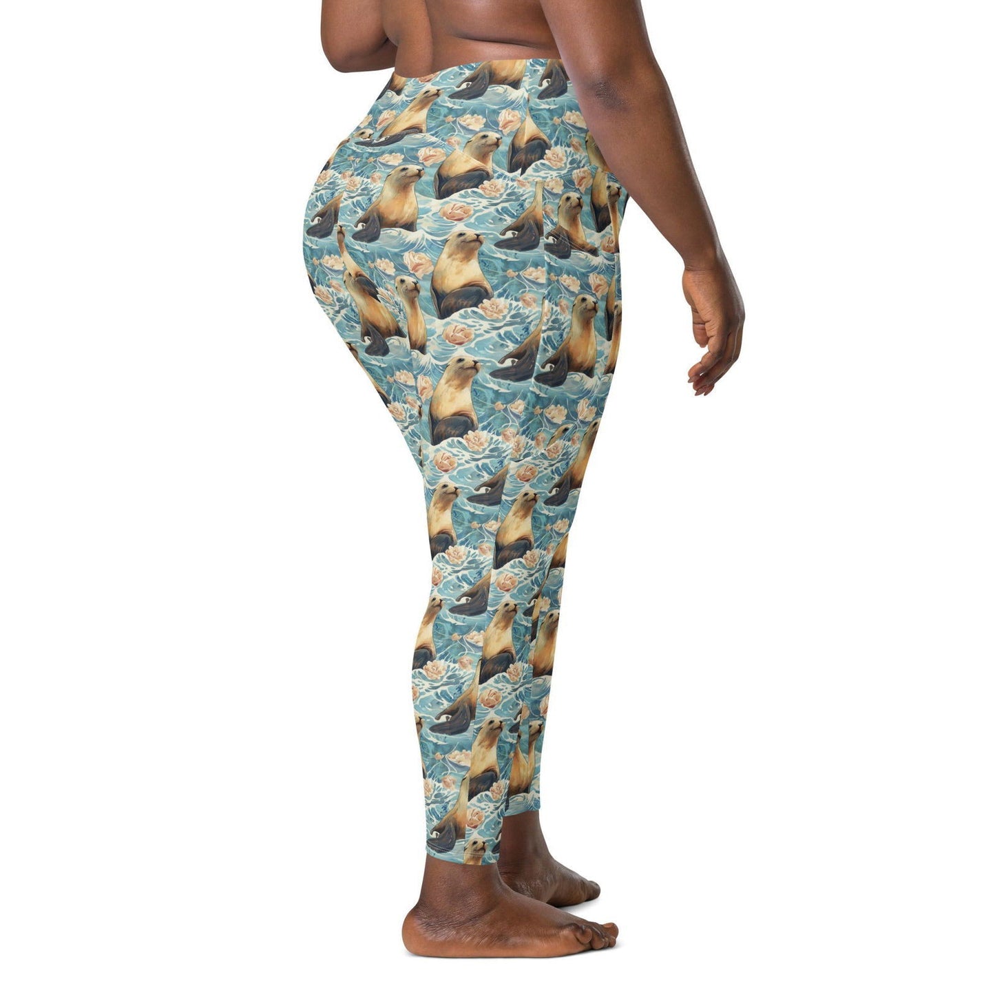 Seaside Sea Lion Eco Swim Leggings With Pockets - Salinity Swimwear