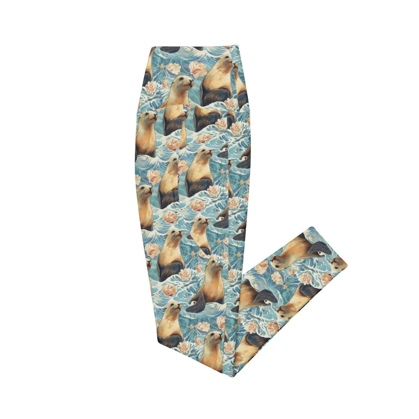 Seaside Sea Lion Eco Swim Leggings With Pockets - Salinity Swimwear