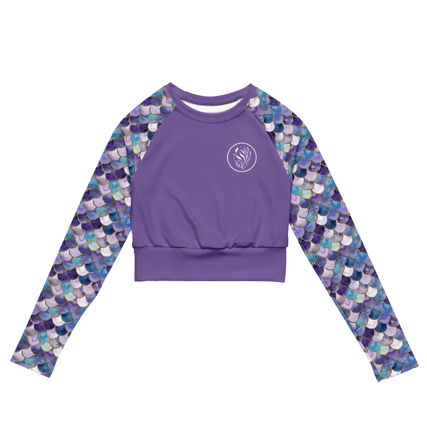 Salinity Swimwear Amethyst Ocean Mermaid Long Sleeve Eco Cropped Rash Guard Solid Cropped Rash Guard