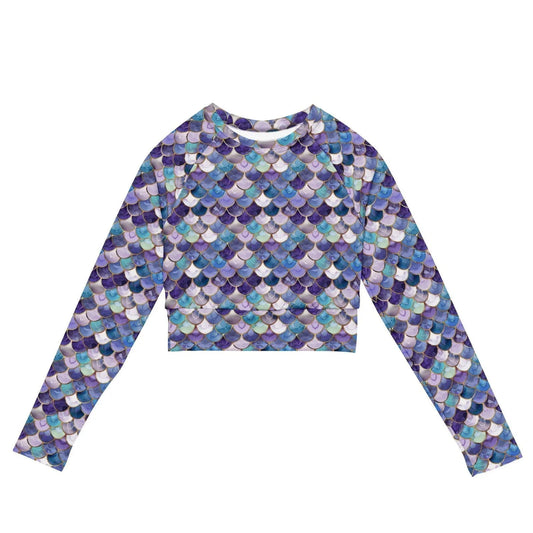 Amethyst Ocean Mermaid Long Sleeve Eco Cropped Rash Guard - Salinity Swimwear
