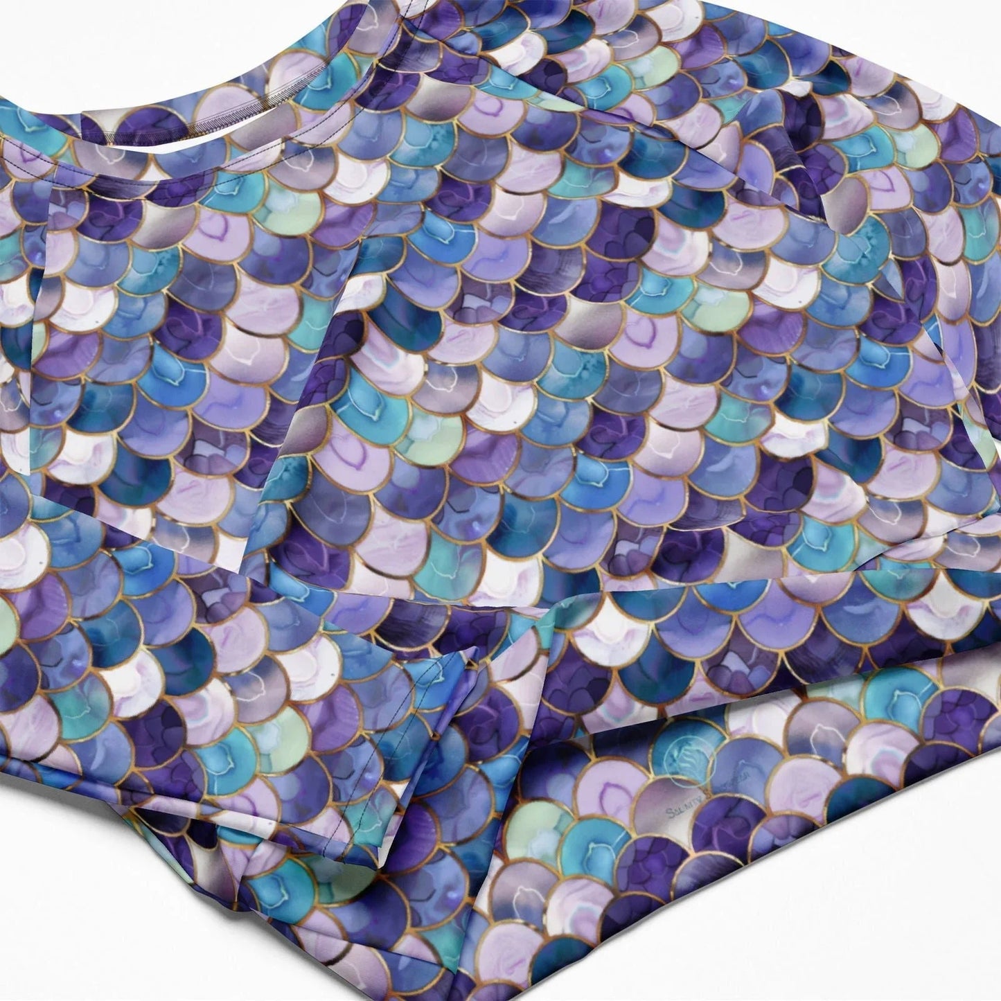 Amethyst Ocean Mermaid Long Sleeve Eco Cropped Rash Guard - Salinity Swimwear