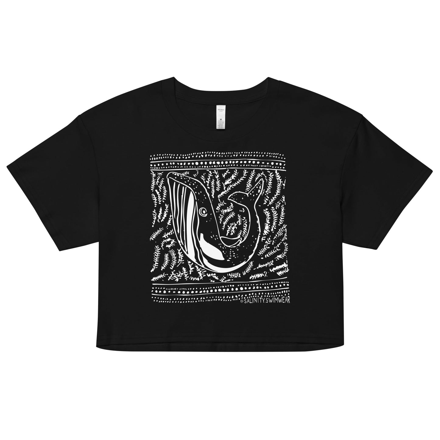 Salinity Swimwear Block Print Whale Women’s Crop Top T-Shirt