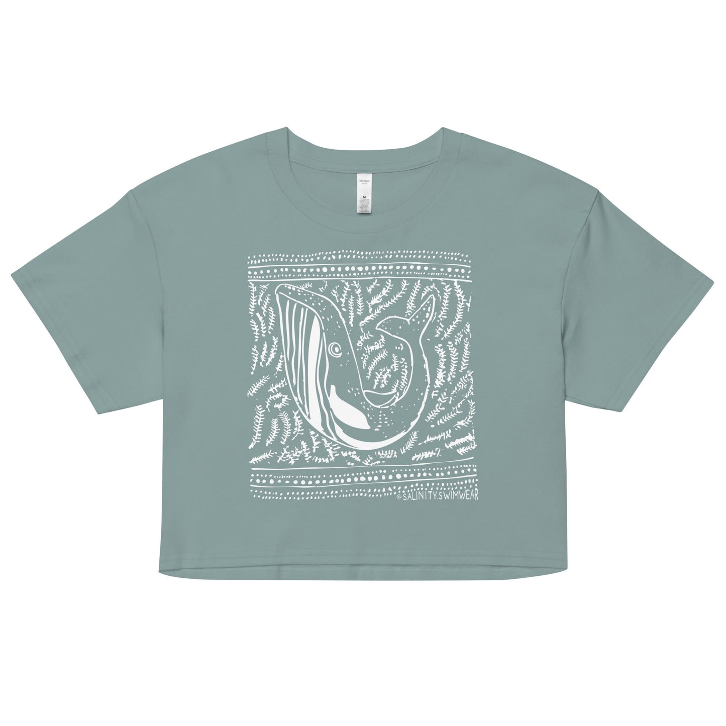 Salinity Swimwear Block Print Whale Women’s Crop Top T-Shirt