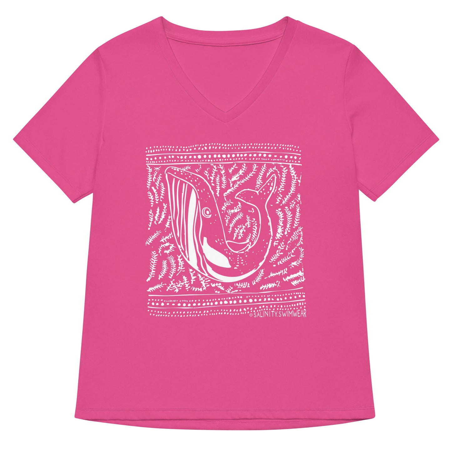 Salinity Swimwear Block Print Whale Women’s V - neck T-Shirt T-Shirt