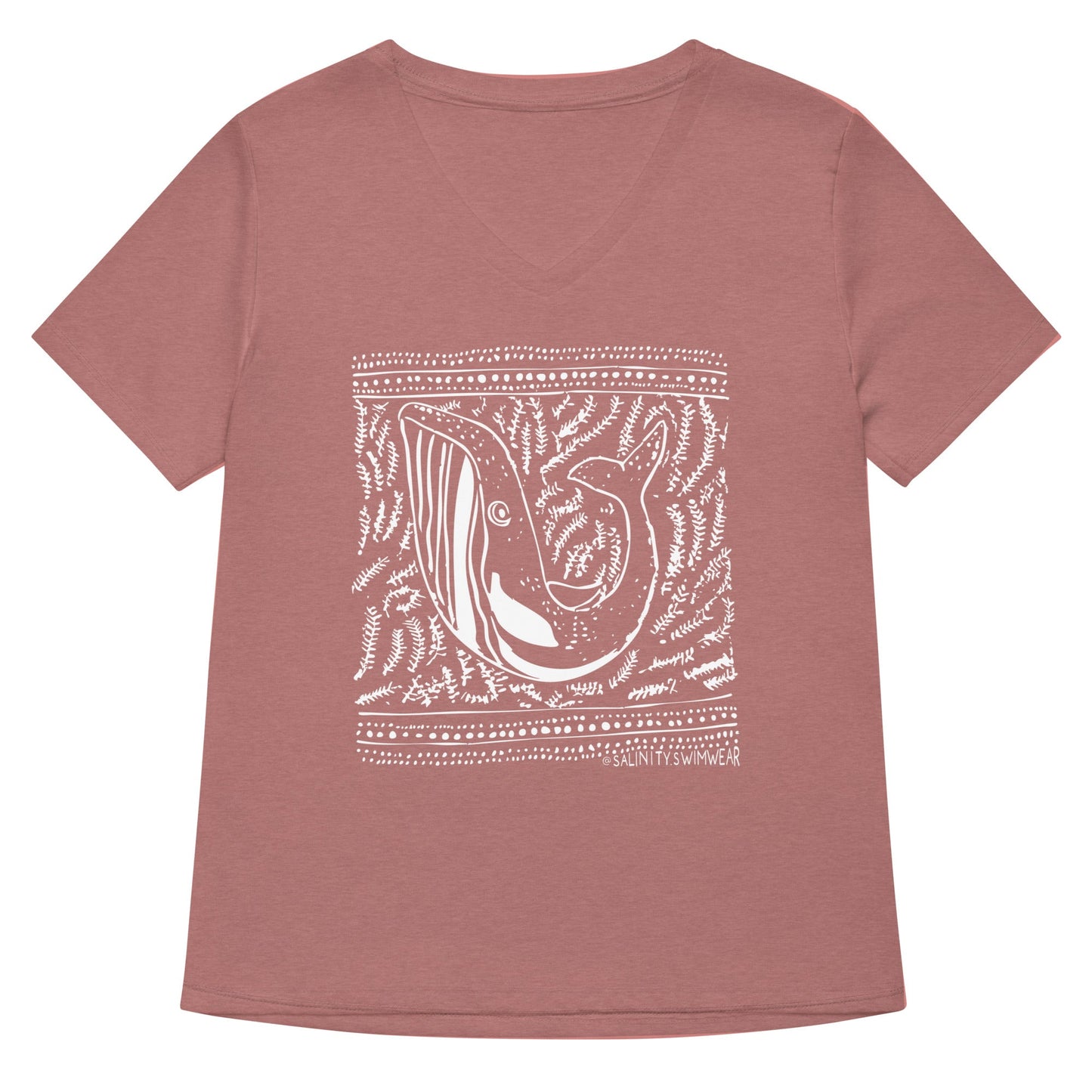 Salinity Swimwear Block Print Whale Women’s V - neck T-Shirt T-Shirt