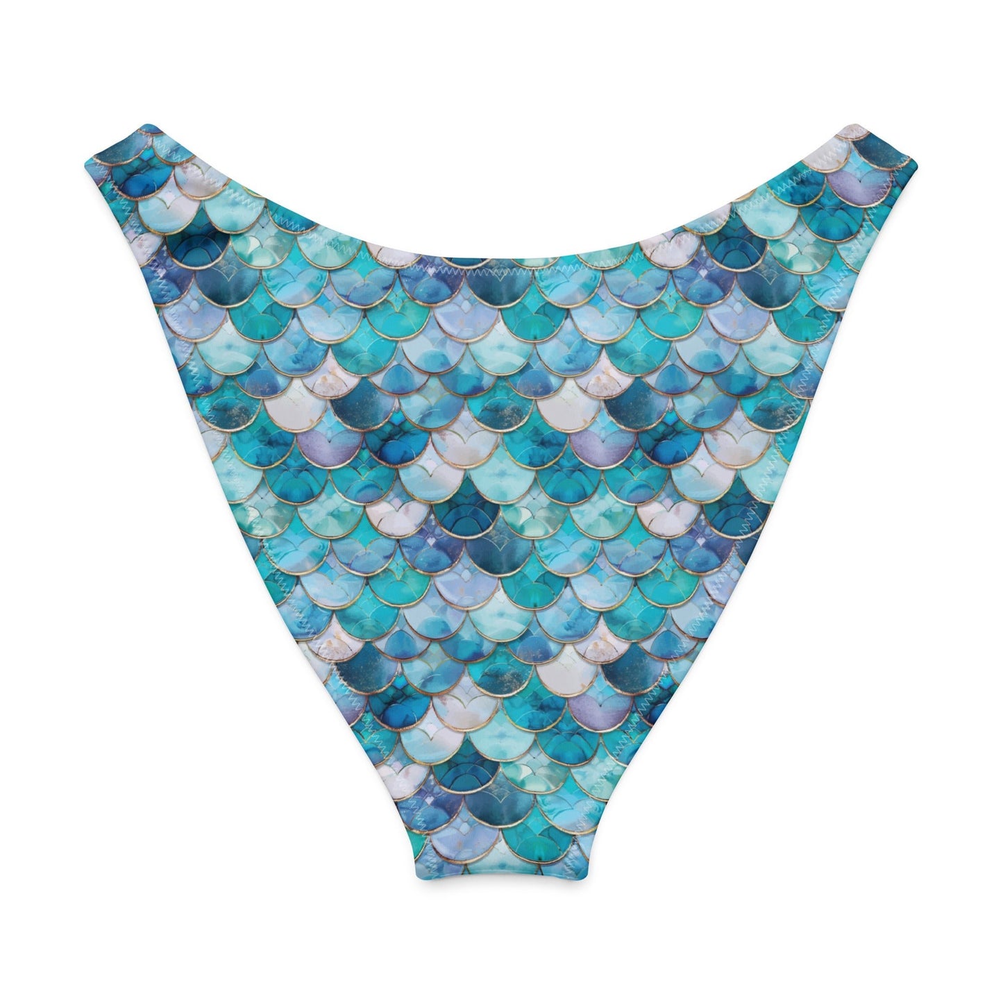 Salinity Swimwear Blue Lagoon Mermaid Eco High - Leg Cheeky Bikini Bottom Bikini Bottom