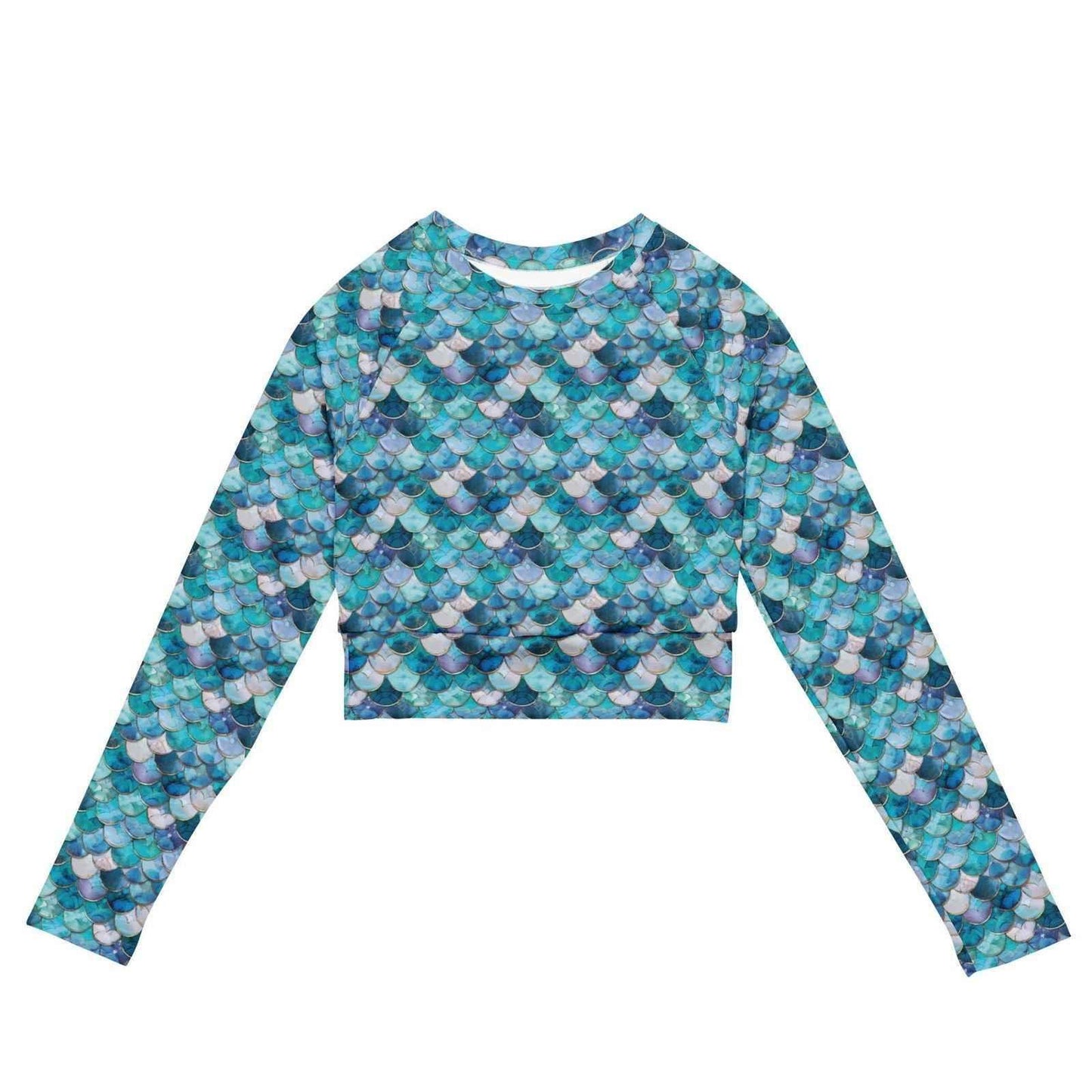 Blue Lagoon Mermaid Long Sleeve Eco Cropped Rash Guard - Salinity Swimwear