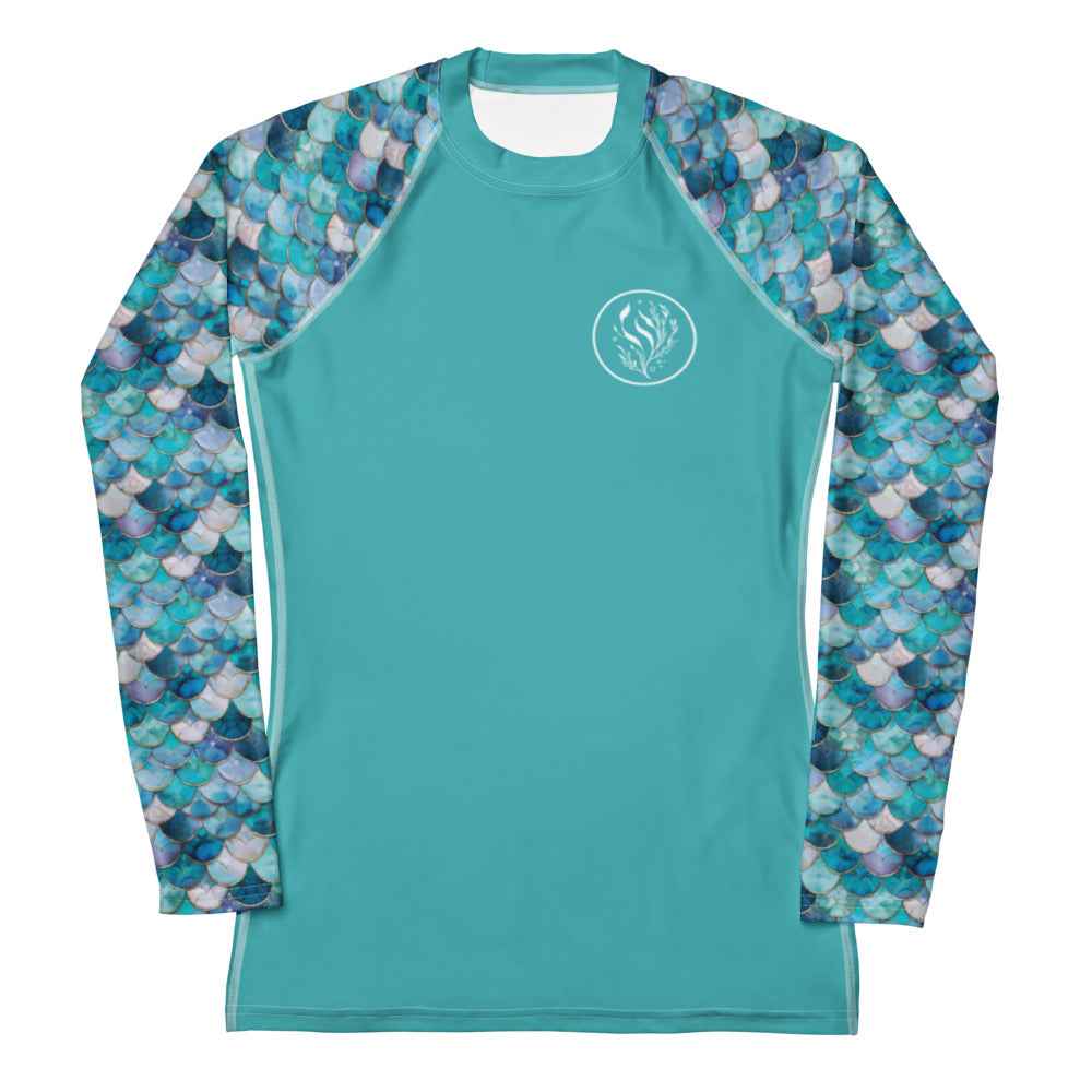 Salinity Swimwear Blue Lagoon Mermaid Women's Rash Guard Solid Rash Guard