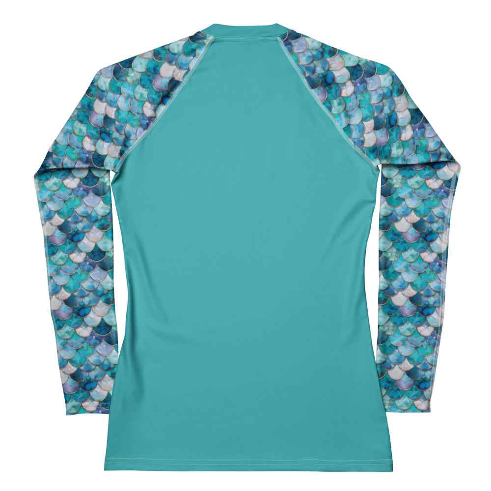 Salinity Swimwear Blue Lagoon Mermaid Women's Rash Guard Solid Rash Guard