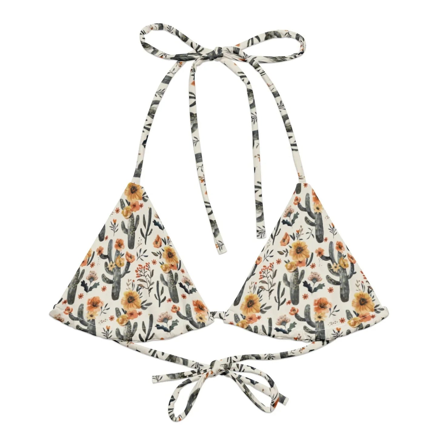 Cactus Sunflower Eco String Bikini Top - Salinity Swimwear