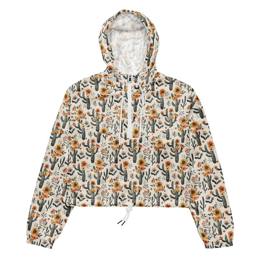 Cactus Sunflower Women’s Cropped Windbreaker - Salinity Swimwear