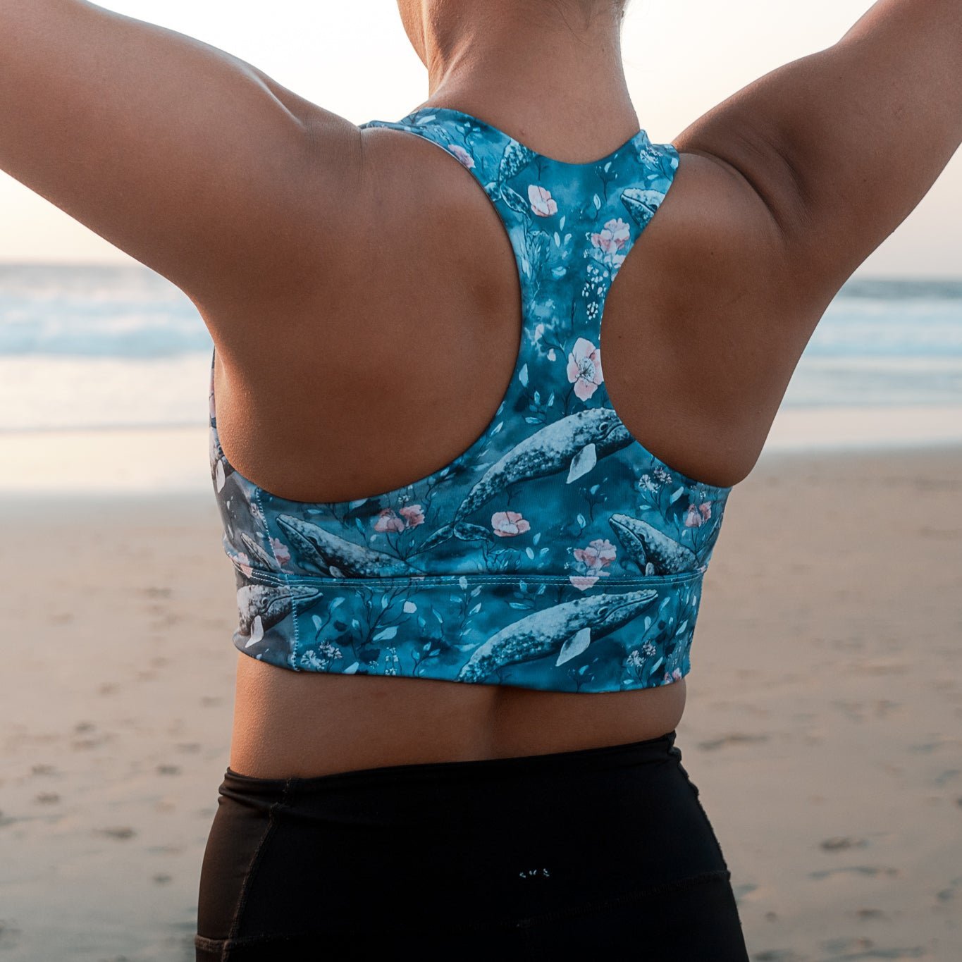Salinity Swimwear Dusky Gray Whale Eco Sports Bra Top Sports Top