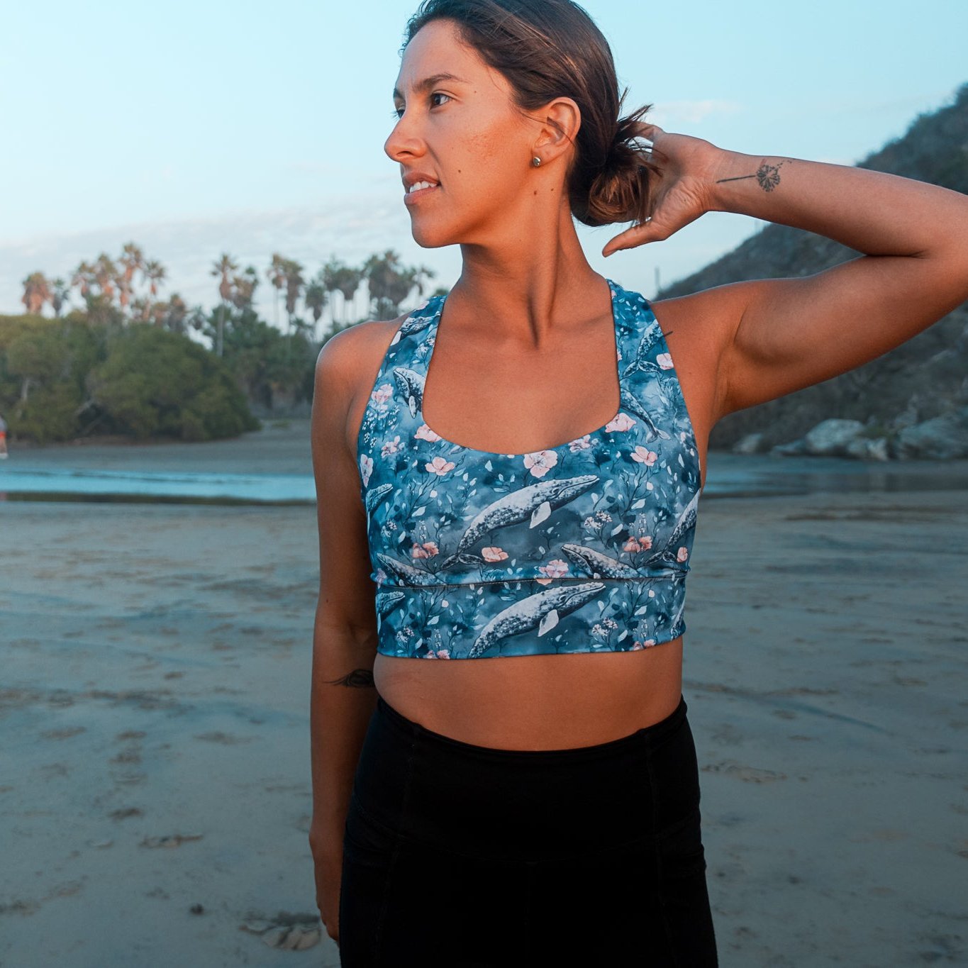 Salinity Swimwear Dusky Gray Whale Eco Sports Bra Top Sports Top
