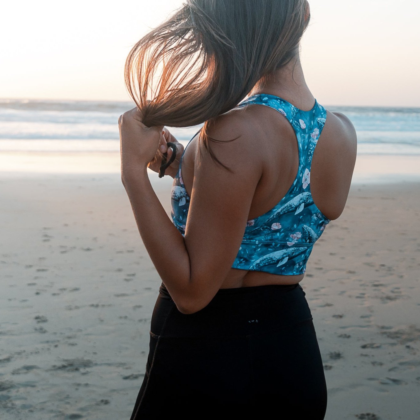 Salinity Swimwear Dusky Gray Whale Eco Sports Bra Top Sports Top