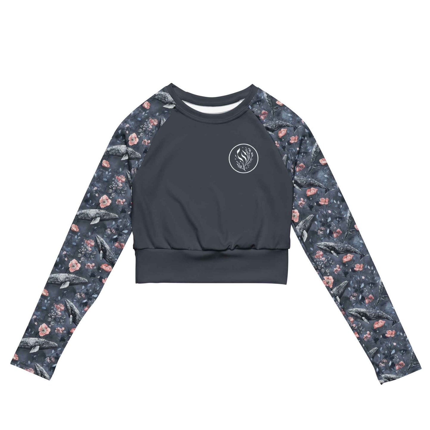 Salinity Swimwear Dusky Gray Whale Long Sleeve Eco Cropped Rash Guard Solid Cropped Rash Guard