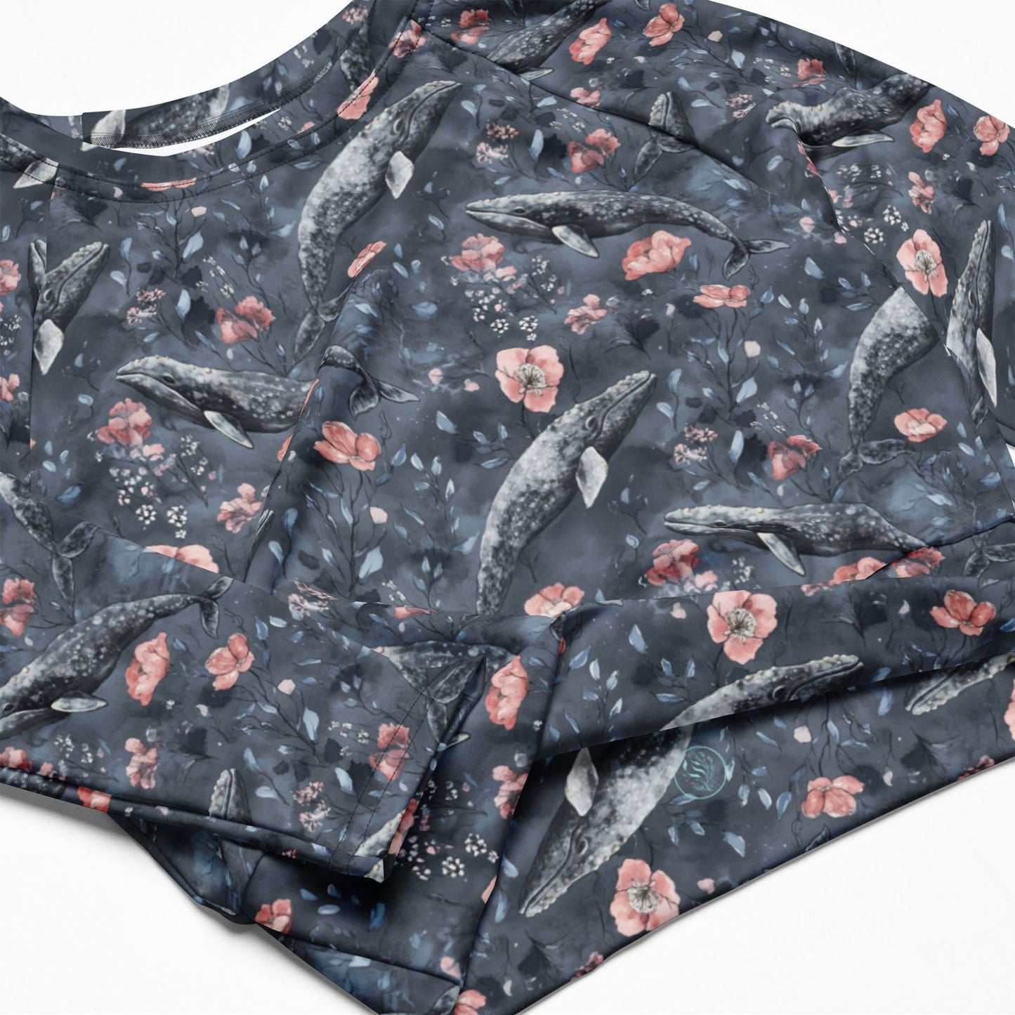 Salinity Swimwear Dusky Gray Whale Long Sleeve Eco Cropped Rash Guard Cropped Rash Guard