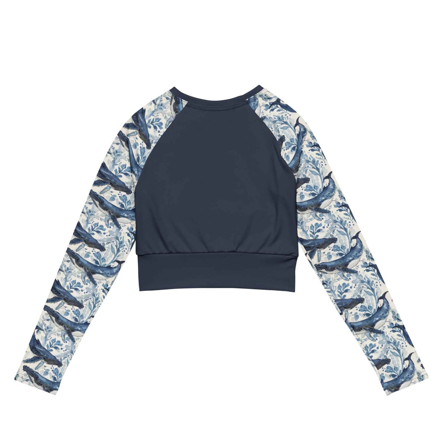 Salinity Swimwear Humpback Whale Song Long Sleeve Eco Cropped Rash Guard Solid Cropped Rash Guard