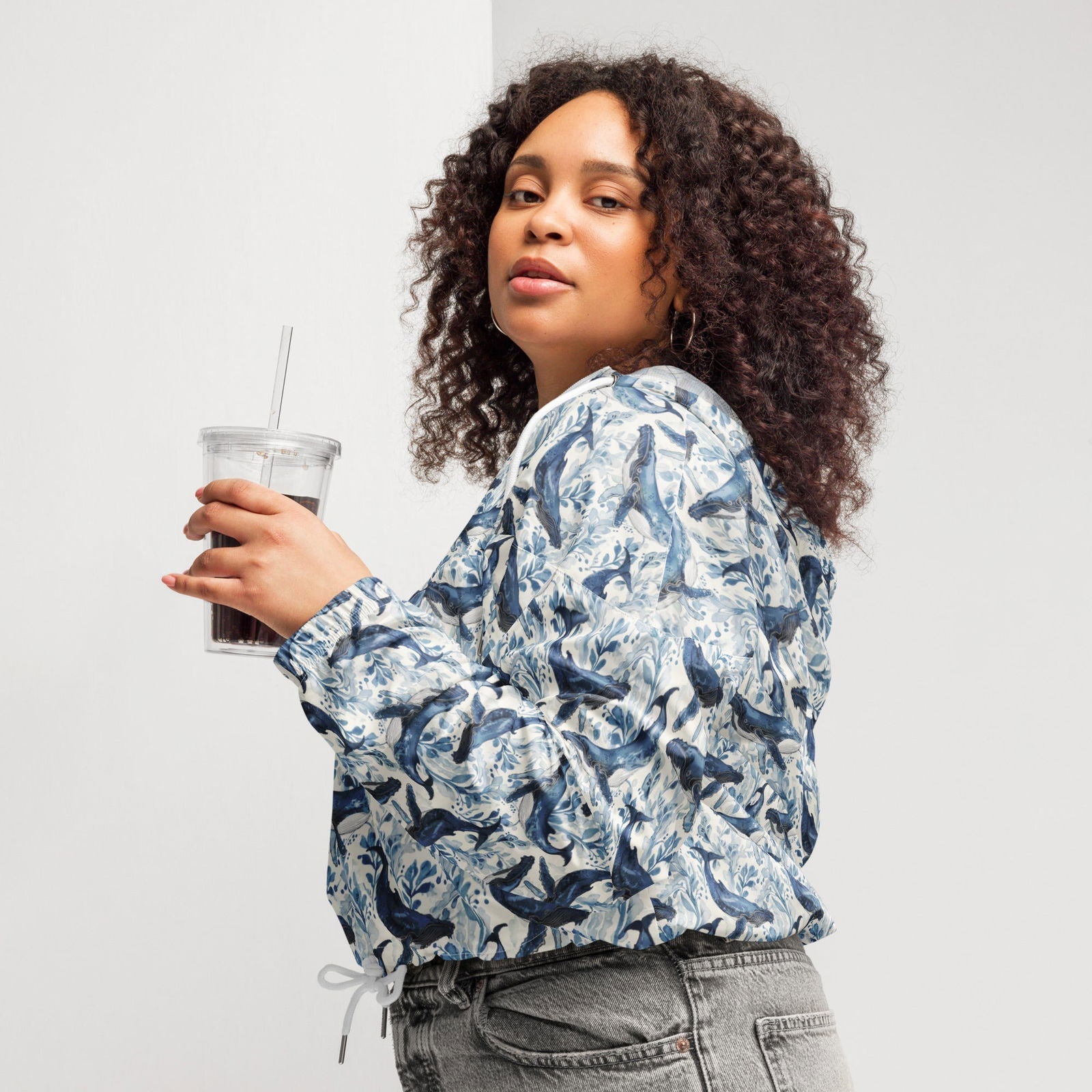Humpback Whale Song Women’s cropped Windbreaker - Salinity Swimwear