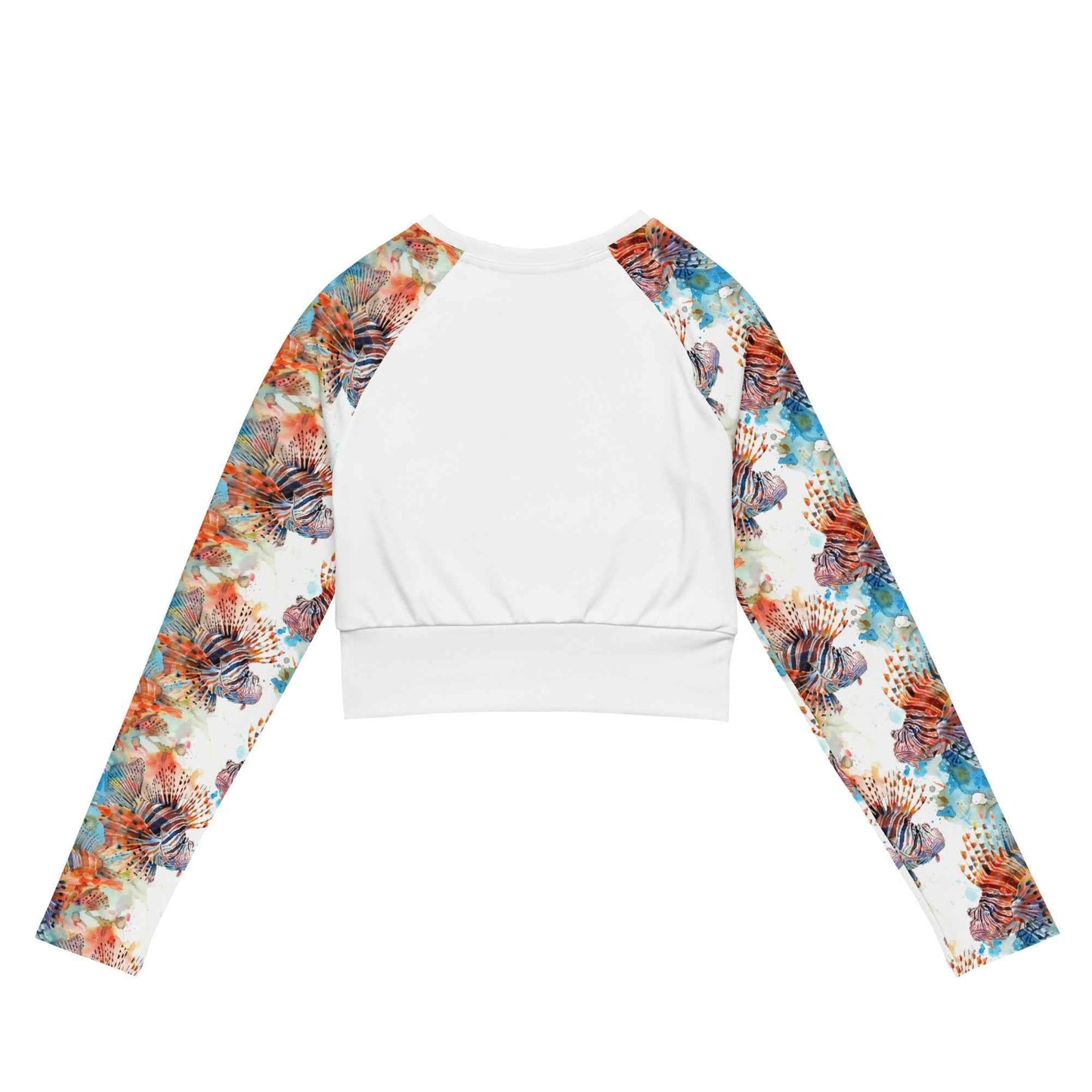 Salinity Swimwear Invasive Lionfish Long Sleeve Eco Cropped Rash Guard Solid Cropped Rash Guard