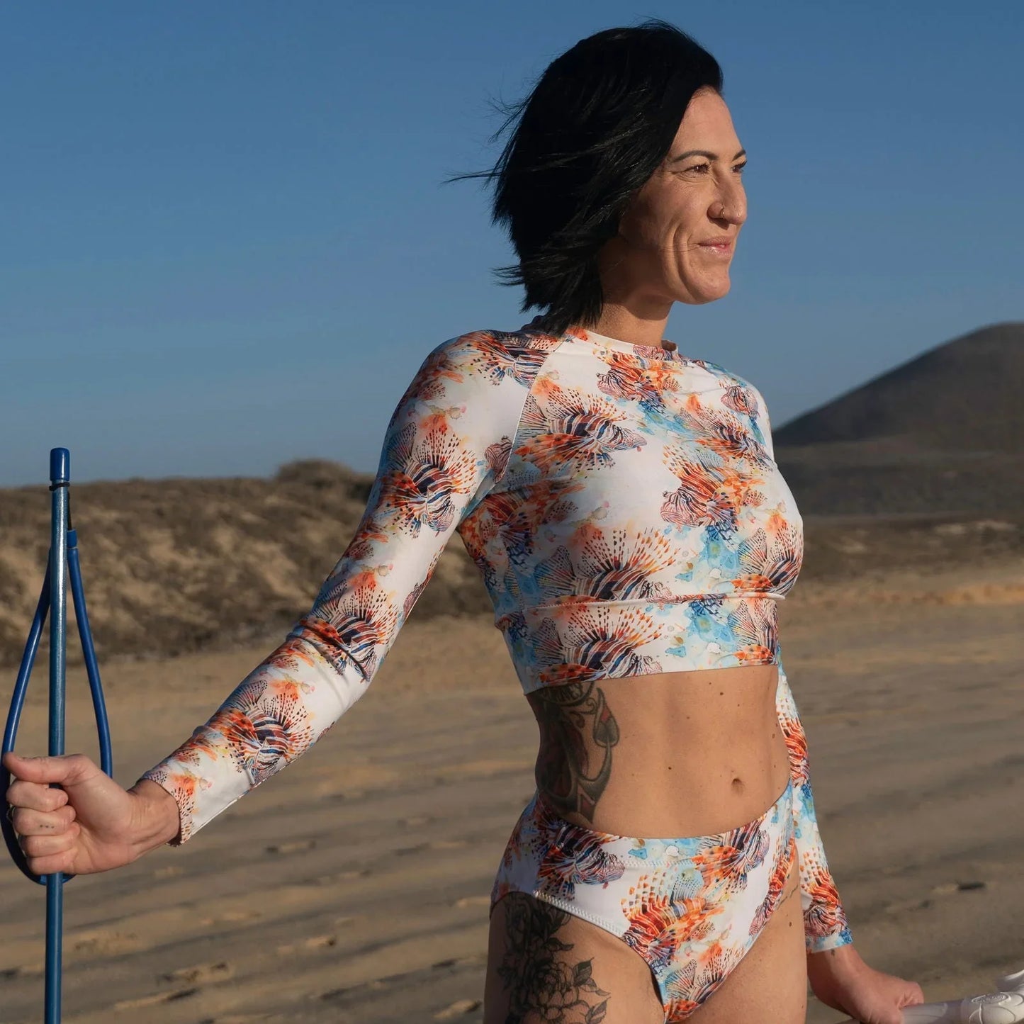 Invasive Lionfish Eco Cropped Rash Guard - Salinity Swimwear