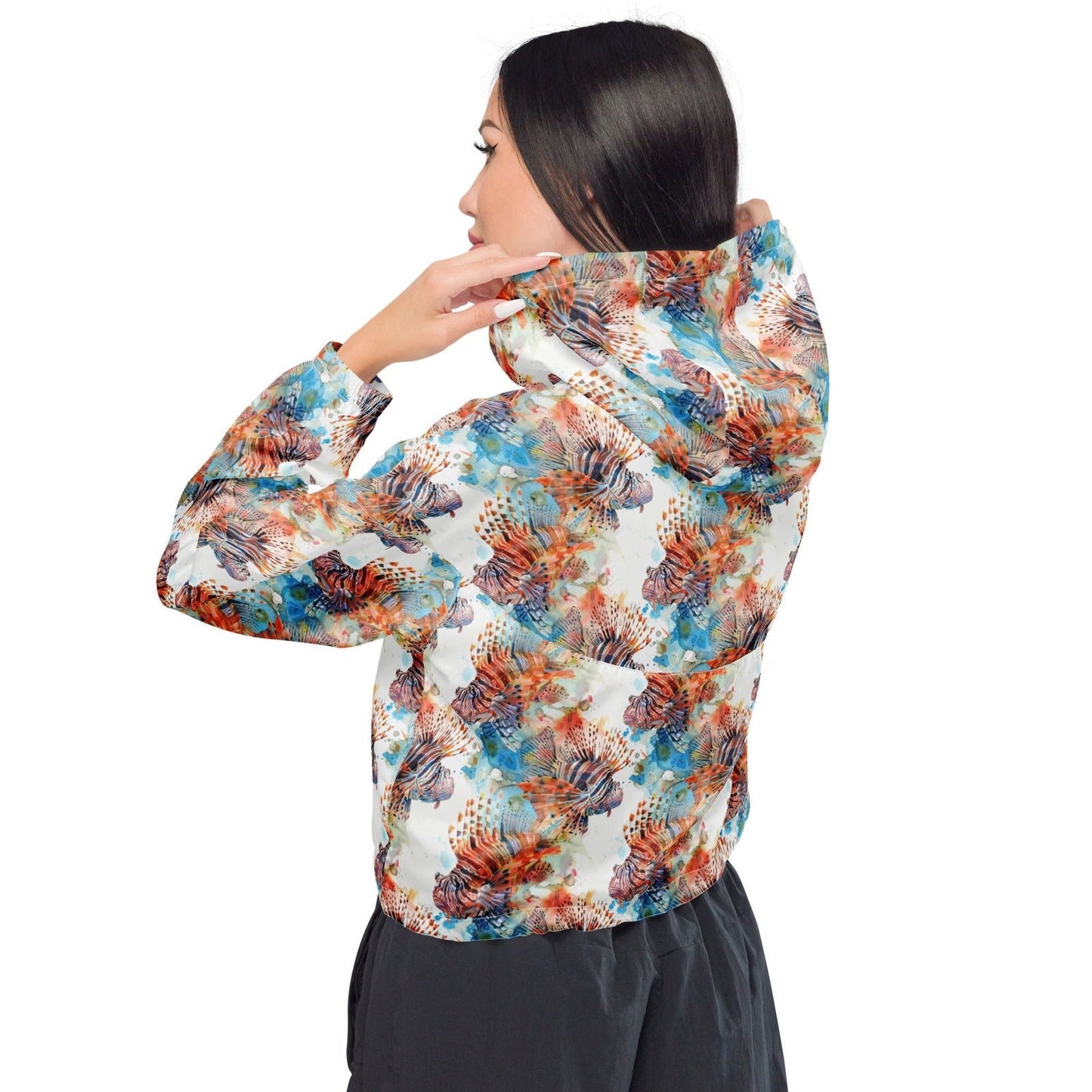 Salinity Swimwear Invasive Lionfish Women’s cropped Windbreaker Windbreaker
