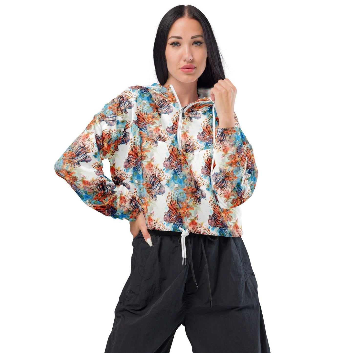 Salinity Swimwear Invasive Lionfish Women’s cropped Windbreaker Windbreaker