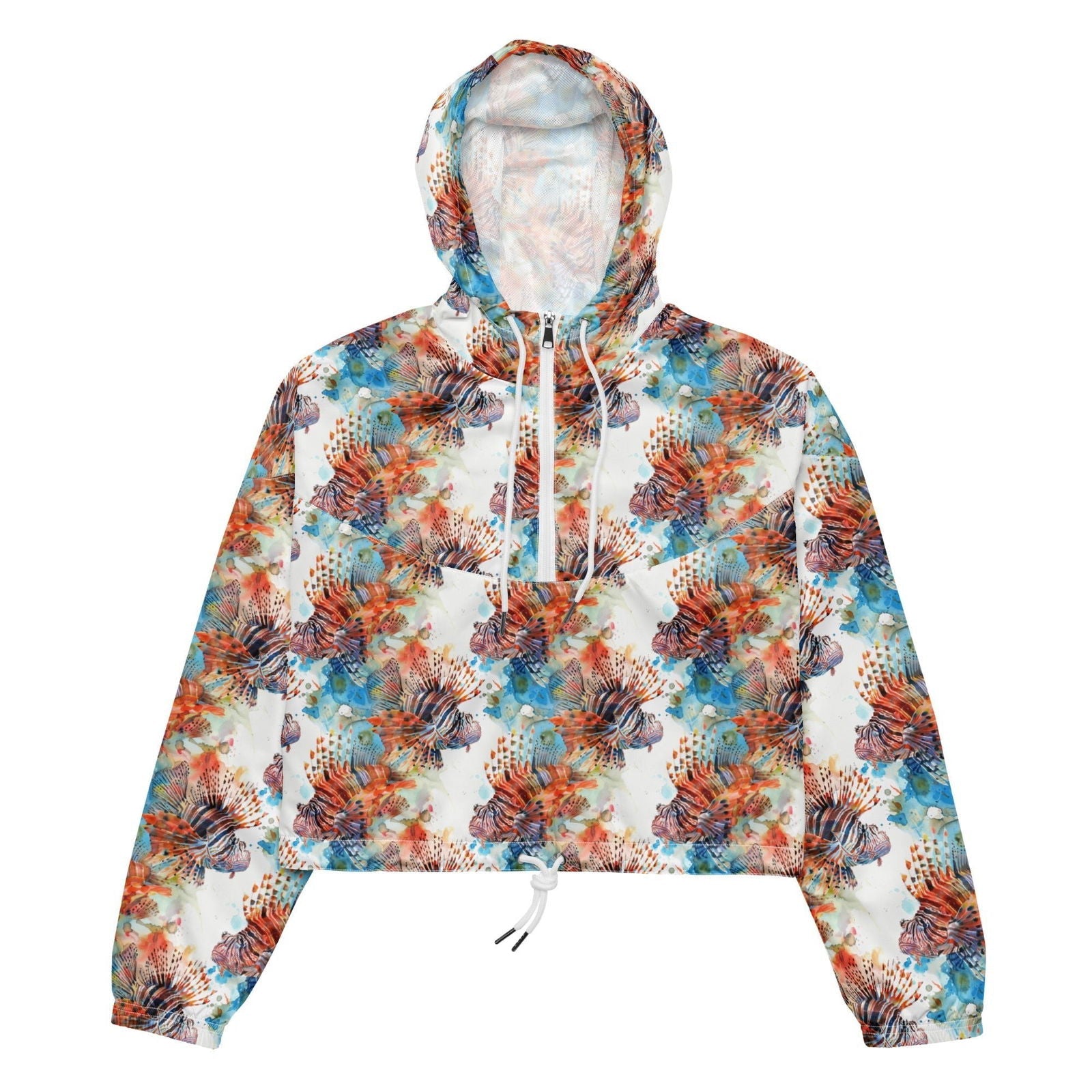 Invasive Lionfish Women’s cropped Windbreaker - Salinity Swimwear