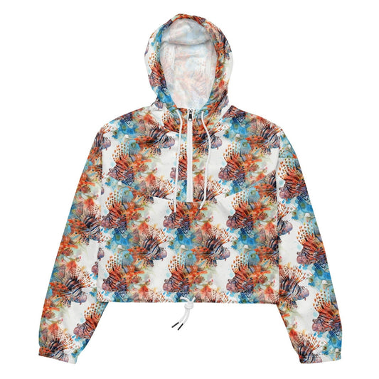 Invasive Lionfish Women’s cropped Windbreaker - Salinity Swimwear