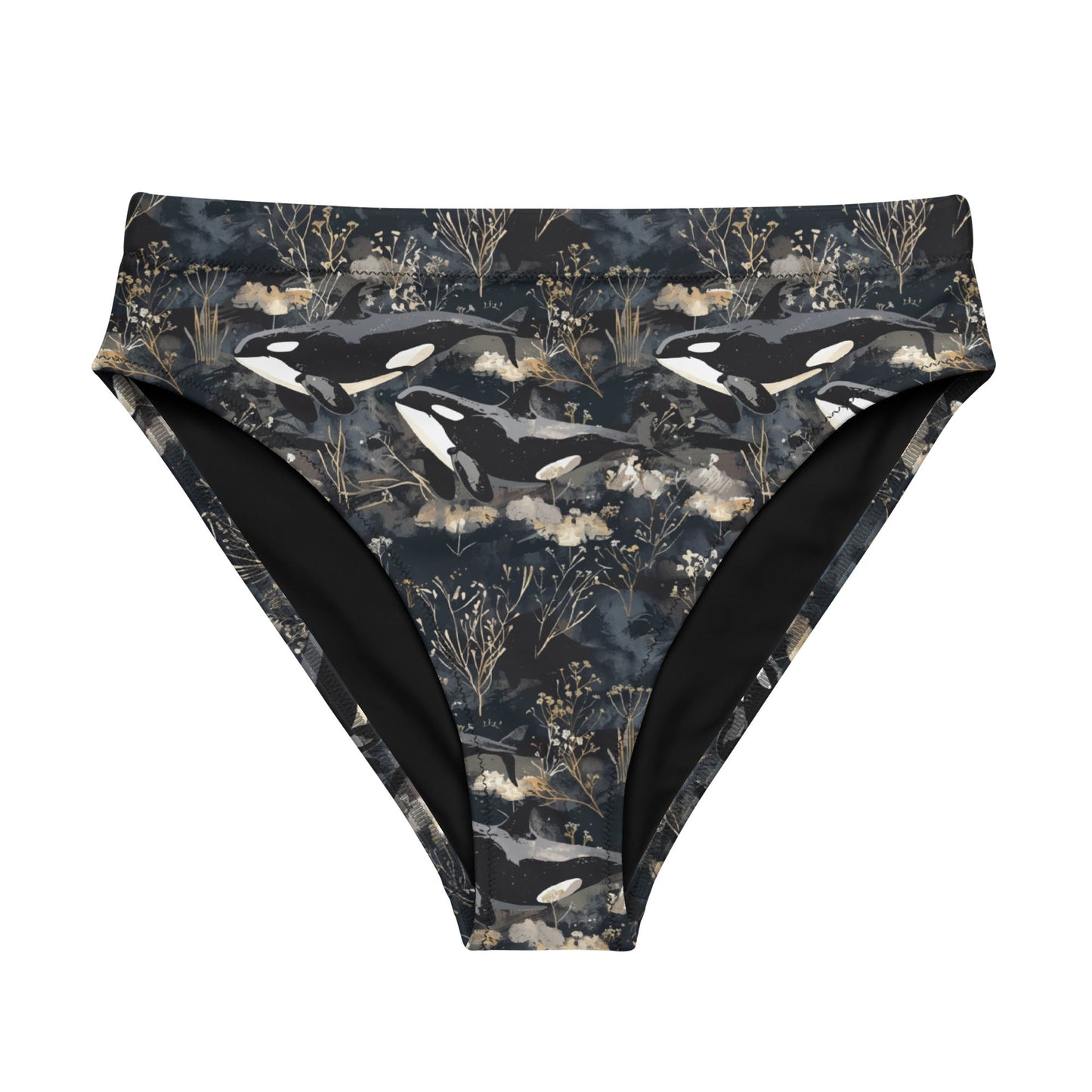 Midnight Orca Eco High-Waisted Bikini Bottom - Salinity Swimwear