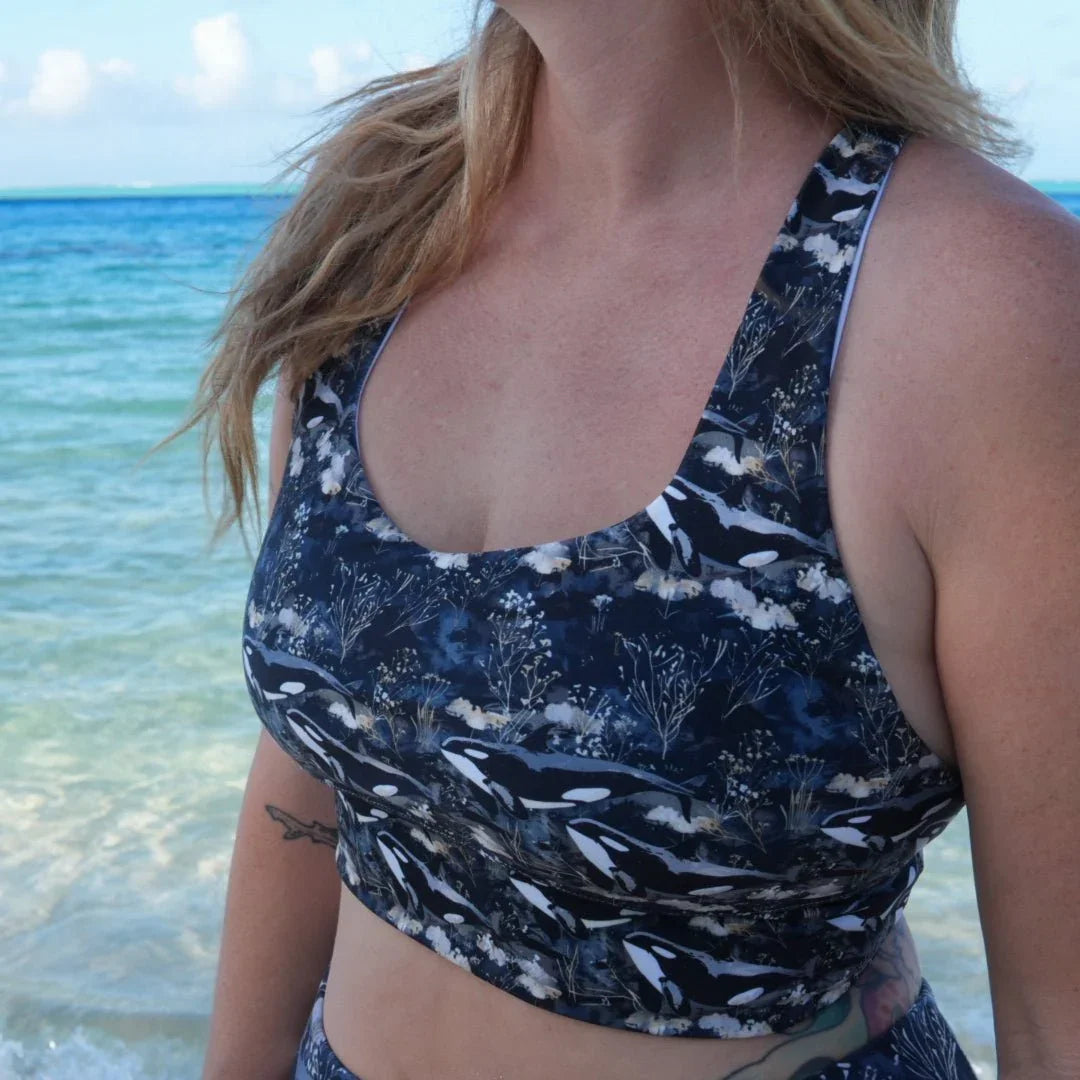 Midnight Orca Eco Sports Bra Top - Salinity Swimwear