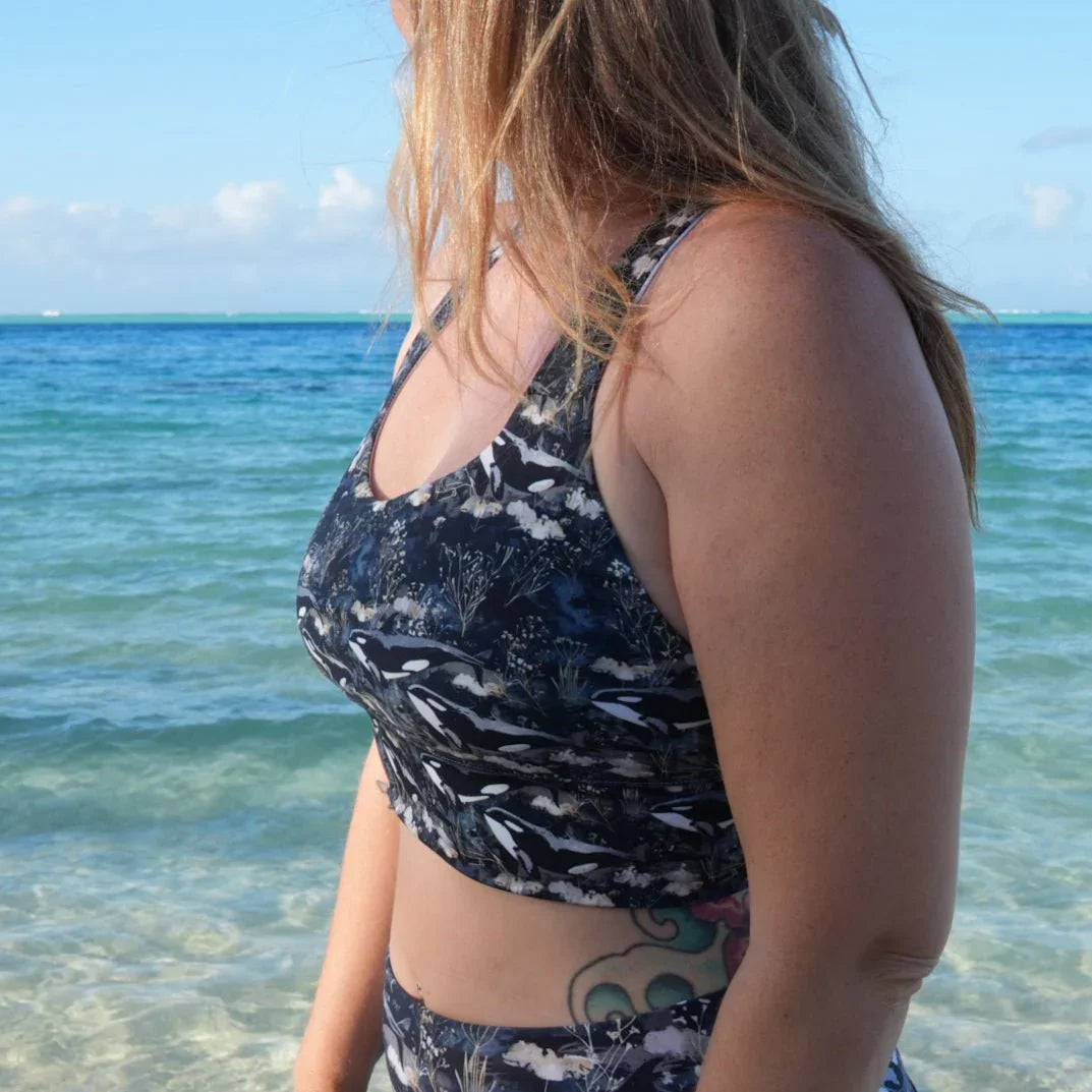 Midnight Orca Eco Sports Bra Top - Salinity Swimwear