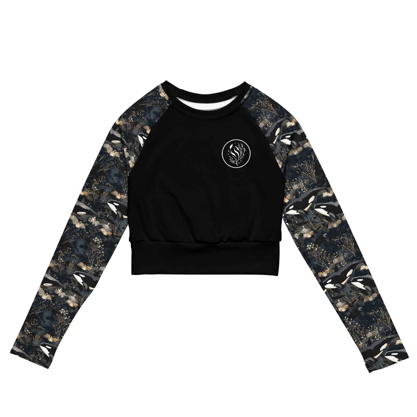 Salinity Swimwear Midnight Orca Long Sleeve Eco Cropped Rash Guard Solid Cropped Rash Guard