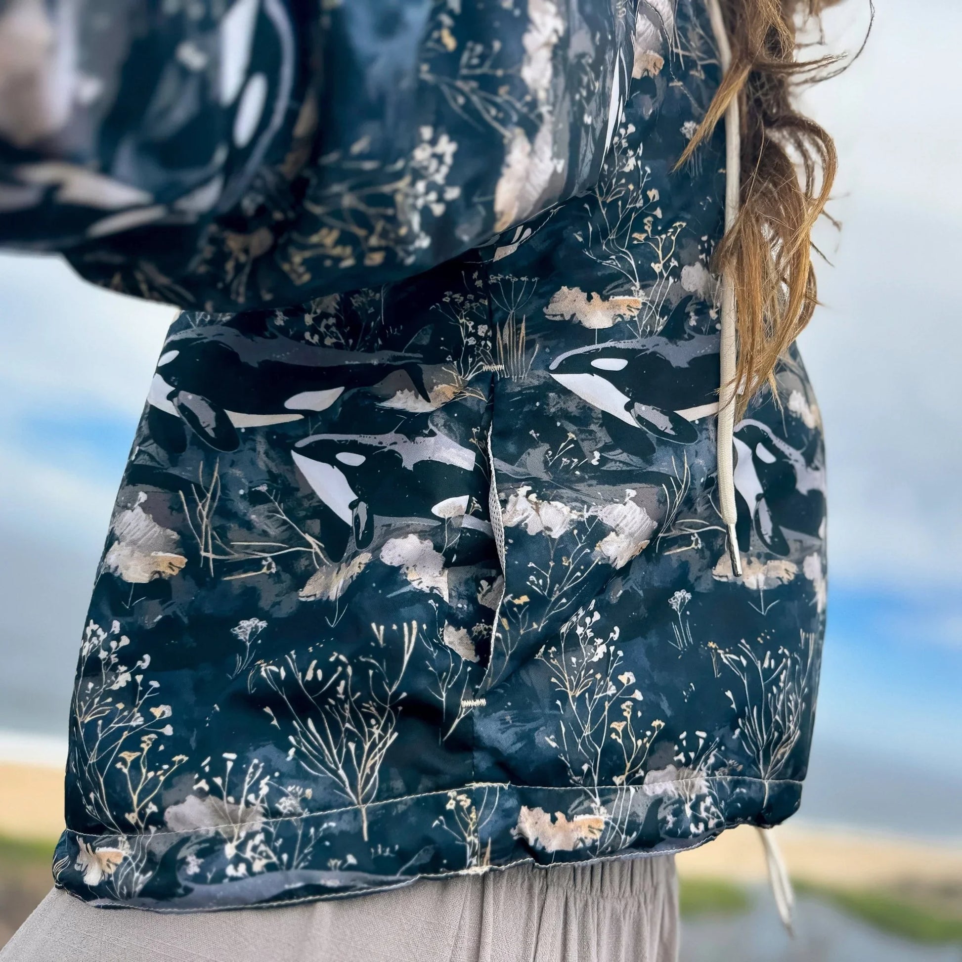 Midnight Orca Women’s cropped Windbreaker - Salinity Swimwear