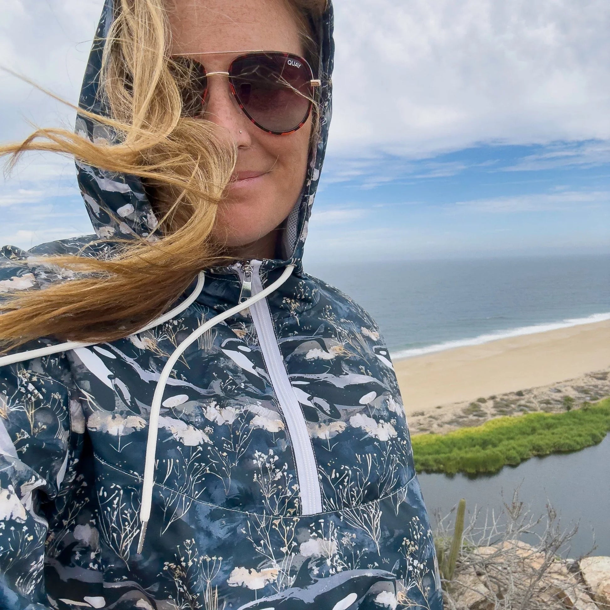 Midnight Orca Women’s cropped Windbreaker - Salinity Swimwear