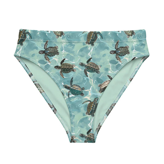 Oceanic Sea Turtle Eco High-Waisted Bikini Bottom - Salinity Swimwear