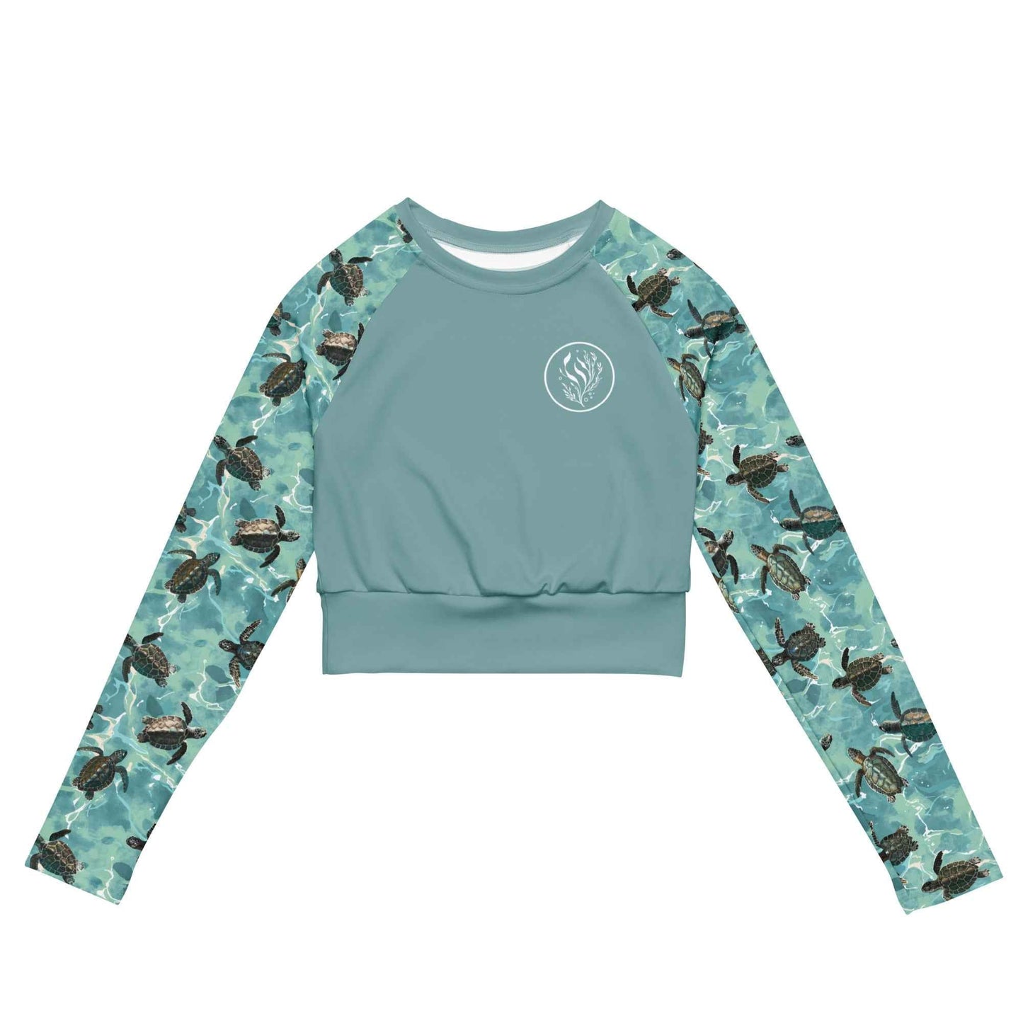 Salinity Swimwear Oceanic Sea Turtle Long Sleeve Eco Cropped Rash Guard Solid Cropped Rash Guard