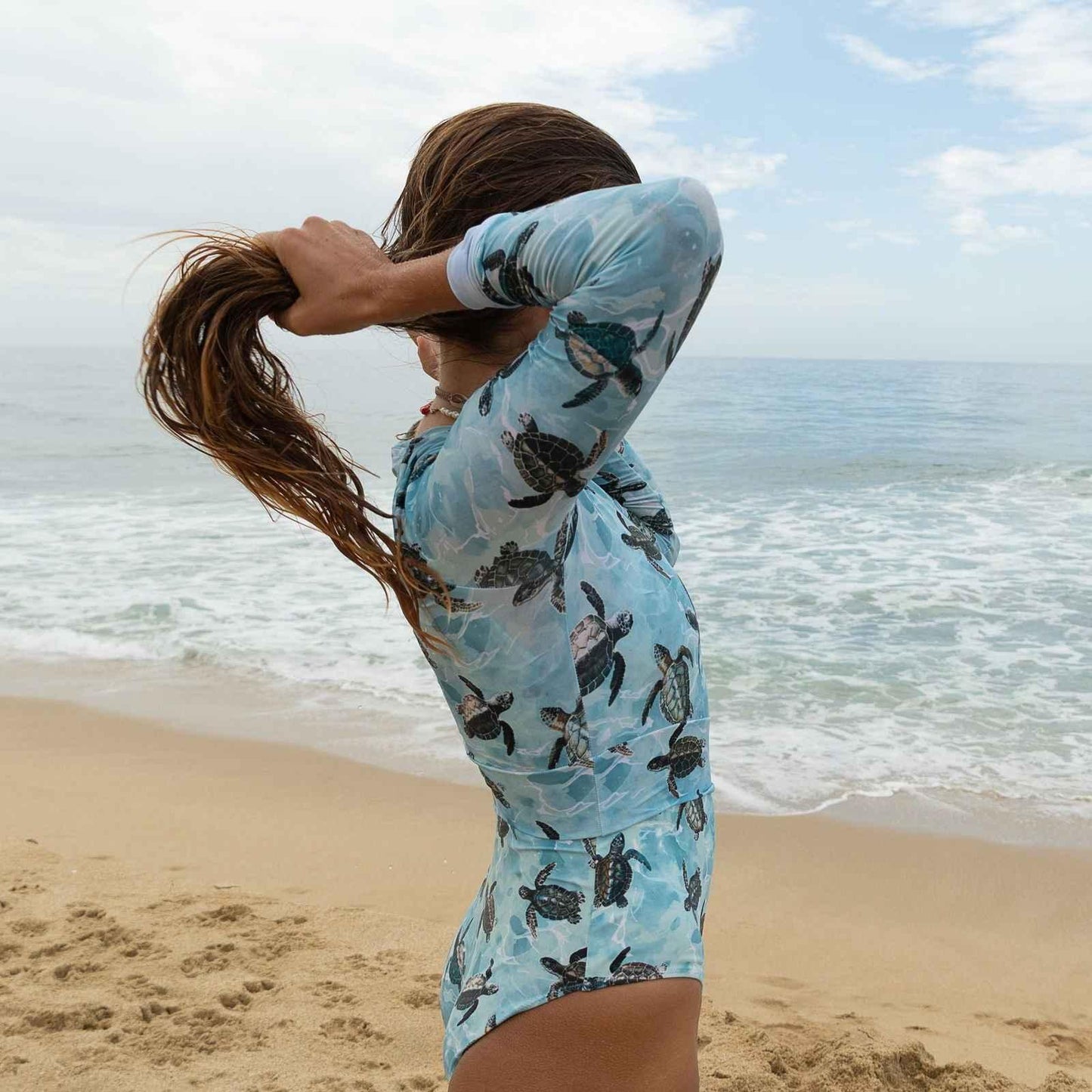 Oceanic Sea Turtle Eco Cropped Rash Guard - Salinity Swimwear
