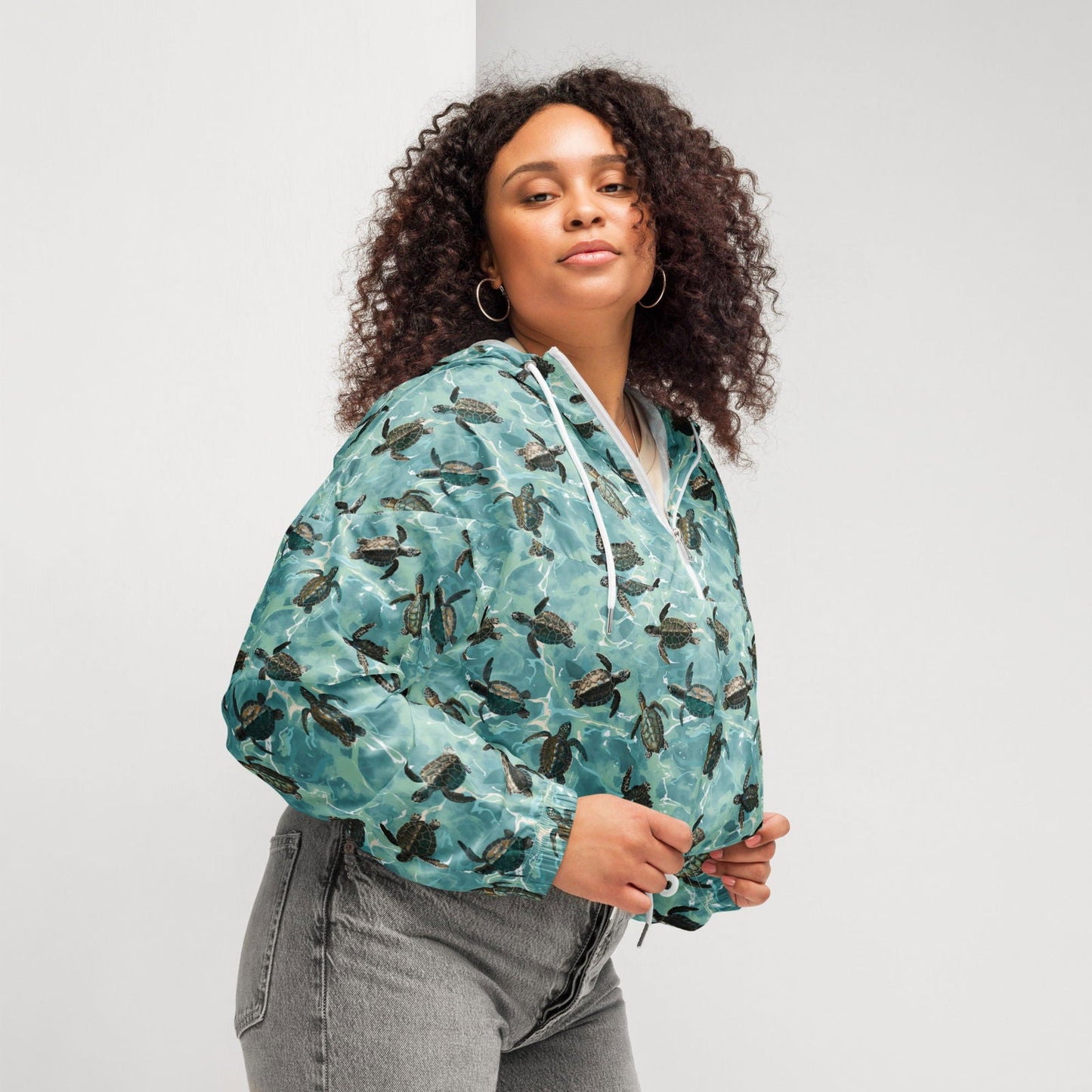 Salinity Swimwear Oceanic Sea Turtle Women’s Cropped Windbreaker Windbreaker