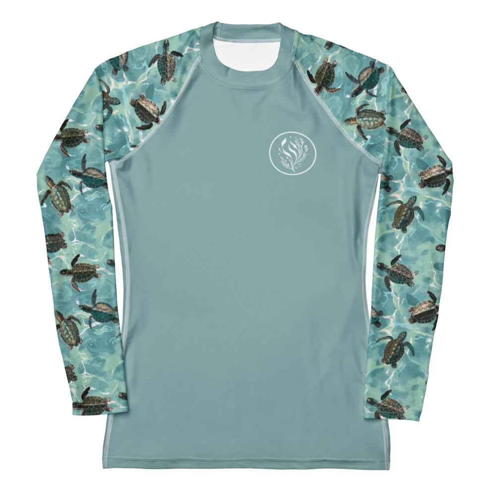 Salinity Swimwear Oceanic Sea Turtle Women's Rash Guard Solid Rash Guard