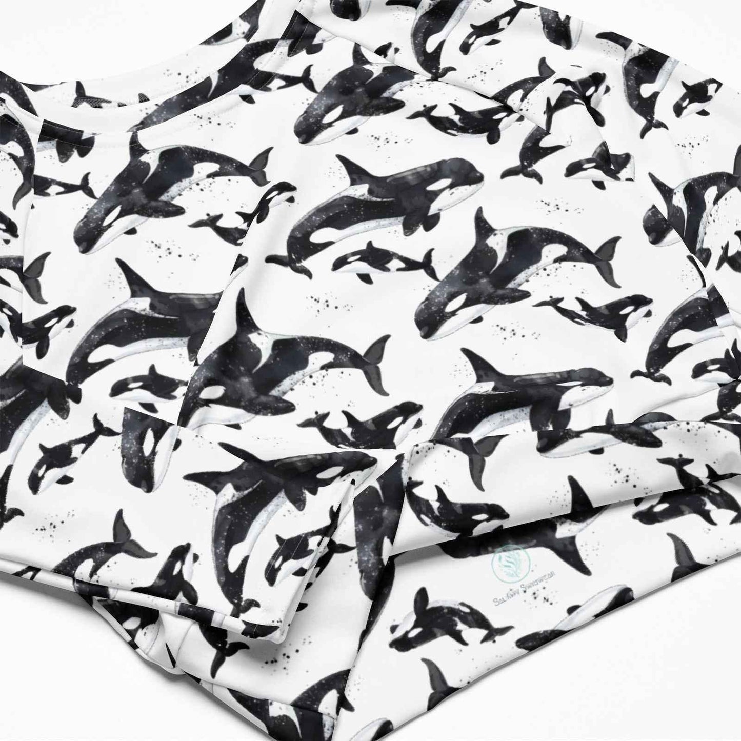 Orca Pod Long Sleeve Eco Cropped Rash Guard - Salinity Swimwear