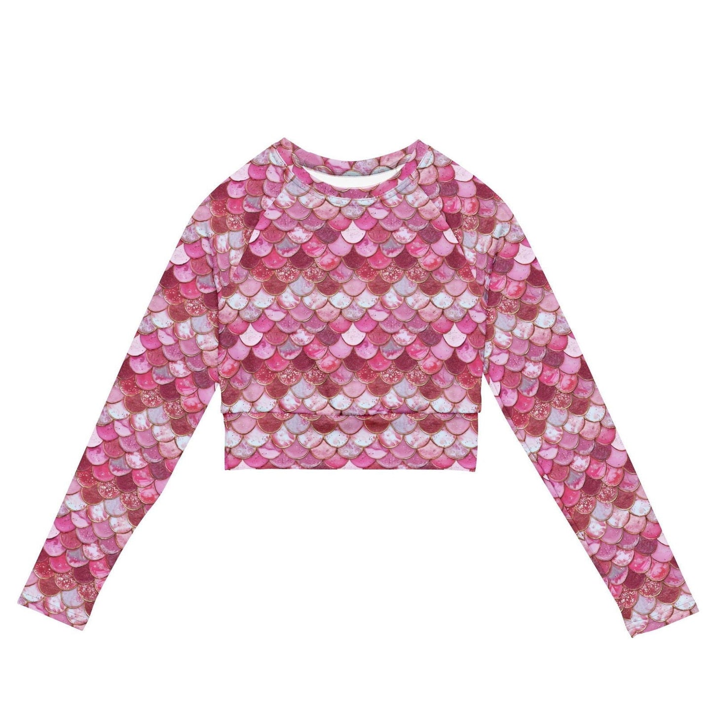 Pink Pearl Mermaid Long Sleeve Eco Cropped Rash Guard - Salinity Swimwear