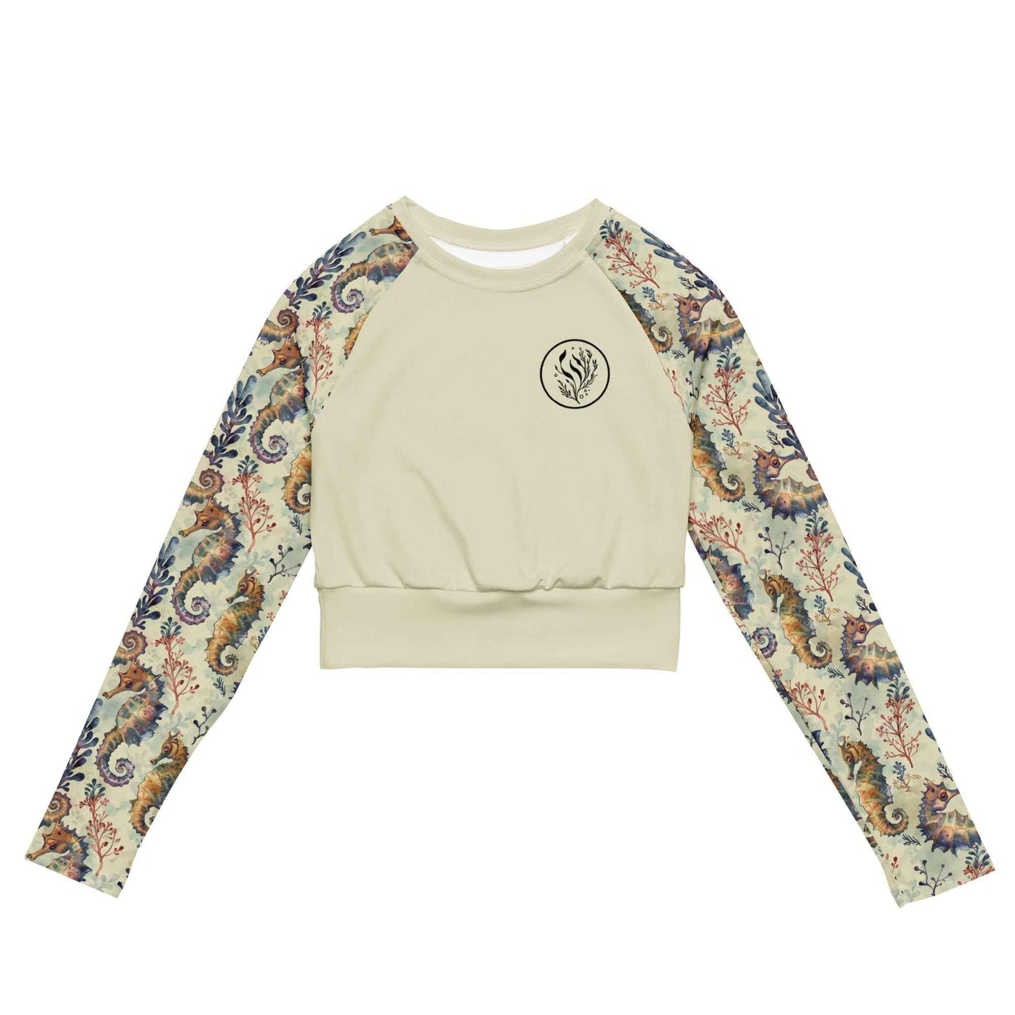 Salinity Swimwear Seahorse Haven Long Sleeve Eco Cropped Rash Guard Solid Cropped Rash Guard