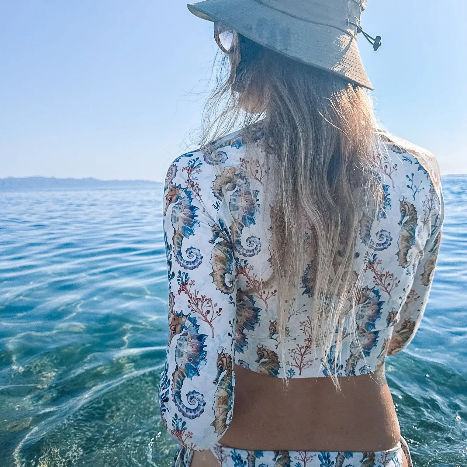 Seahorse Haven Eco Cropped Rash Guard - Salinity Swimwear