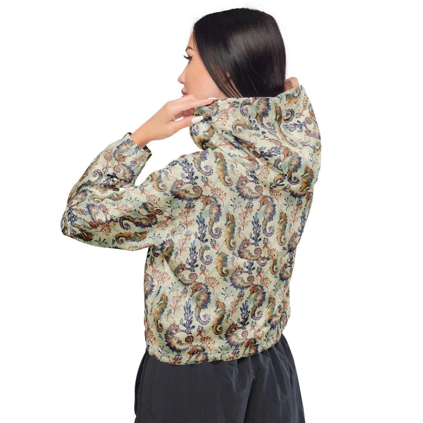 Seahorse Haven Women’s cropped Windbreaker - Salinity Swimwear