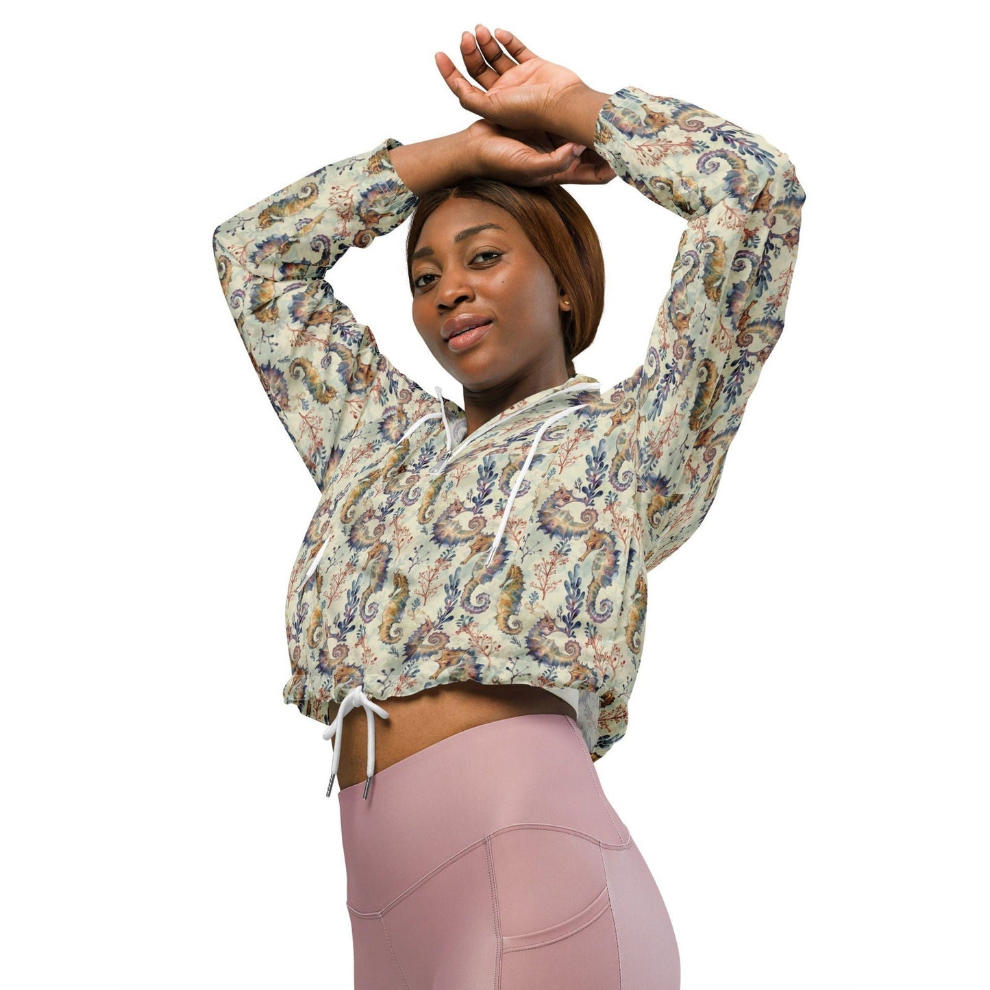 Seahorse Haven Women’s cropped Windbreaker - Salinity Swimwear