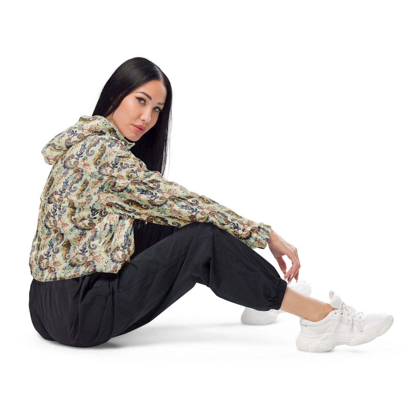 Seahorse Haven Women’s cropped Windbreaker - Salinity Swimwear