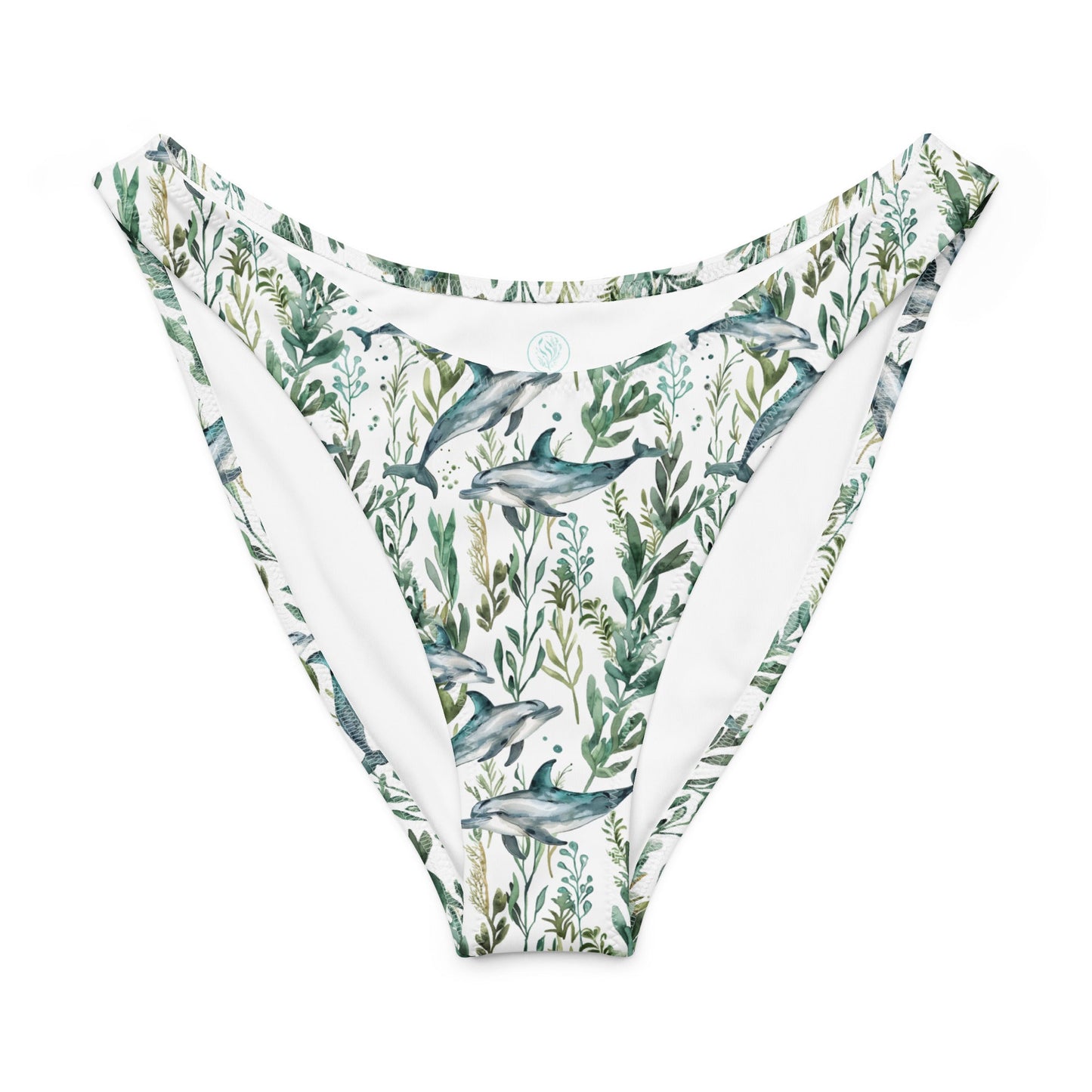 Salinity Swimwear Seascape Dolphin Eco High - Leg Cheeky Bikini Bottom Bikini Bottom