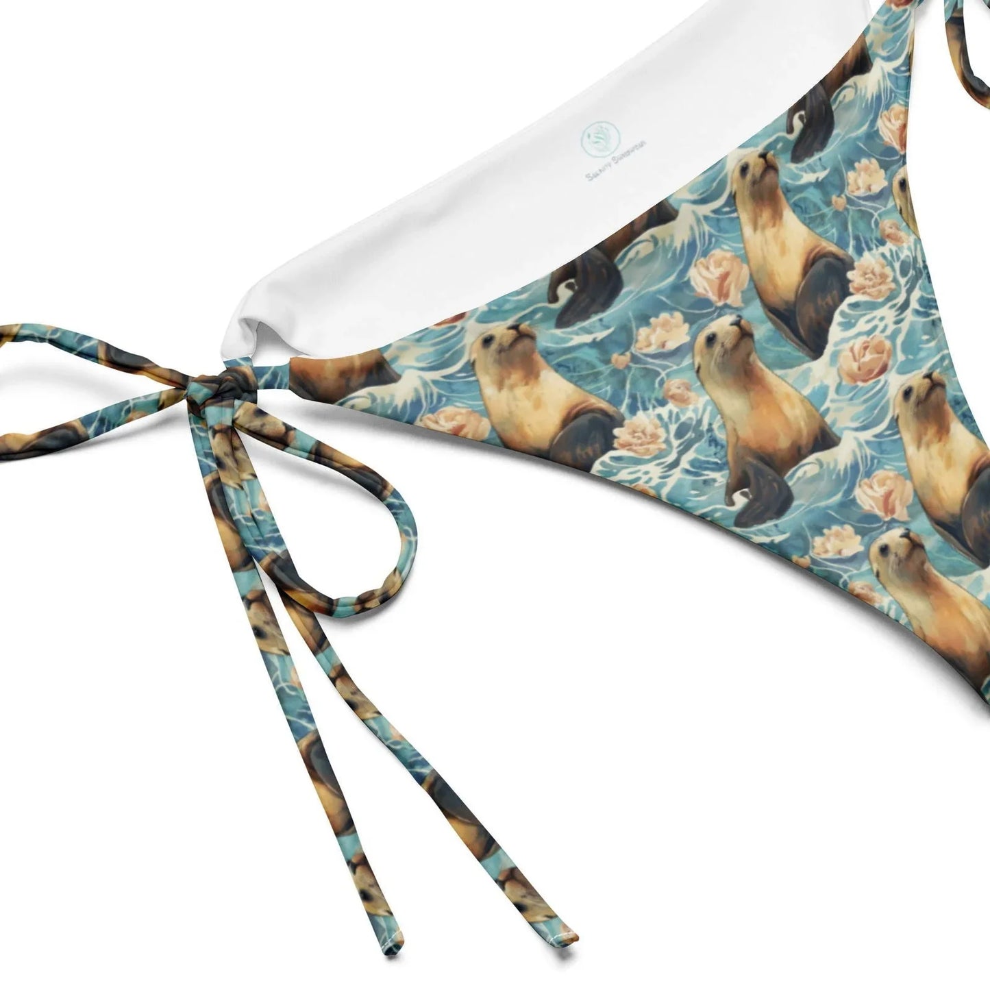 Seaside Sea Lion Eco String Bikini Bottom - Salinity Swimwear